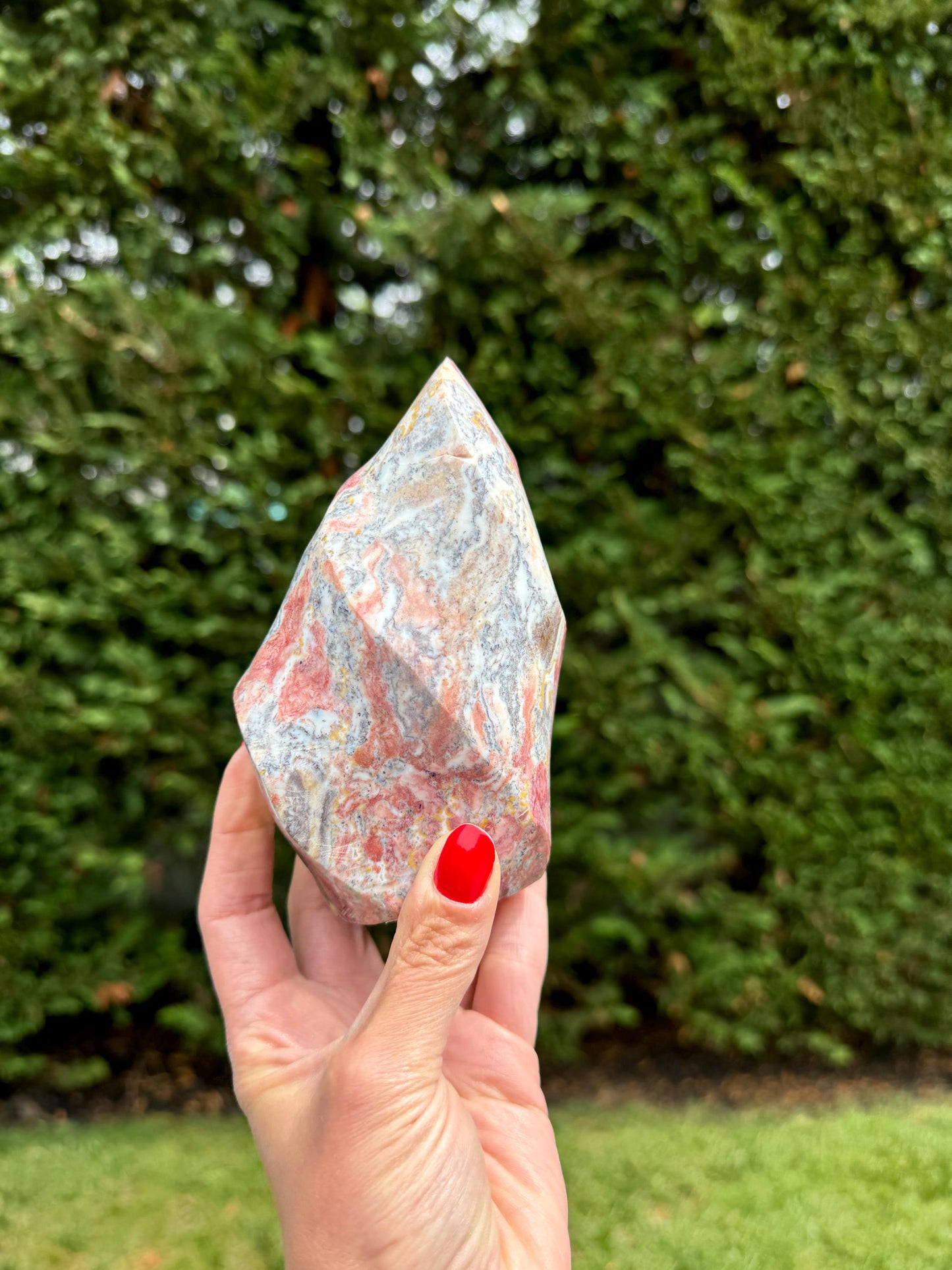XL Druzy Pastel Pink Ocean Jasper Flame