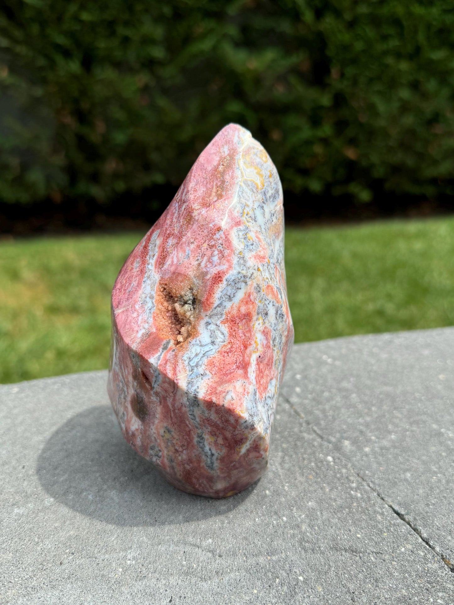 XL Druzy Pastel Pink Ocean Jasper Flame
