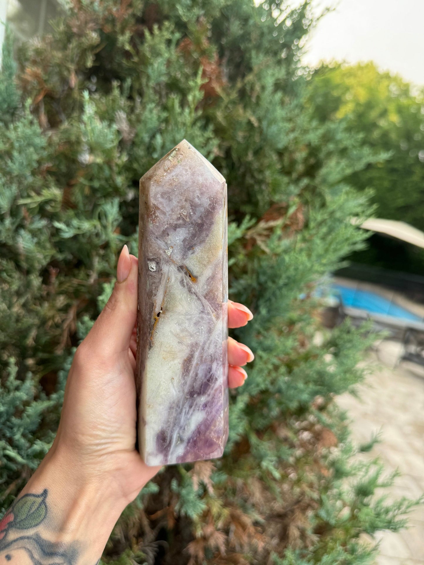 Included Garden Purple Fluorite Tower