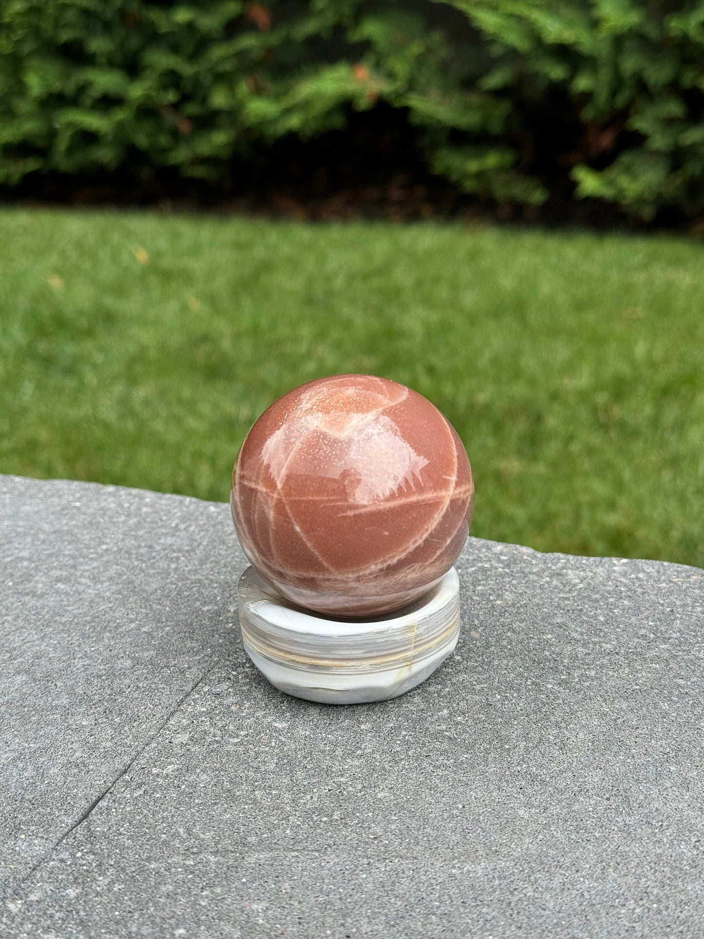 High Quality Flashy Peach Moonstone Sphere (60MM)