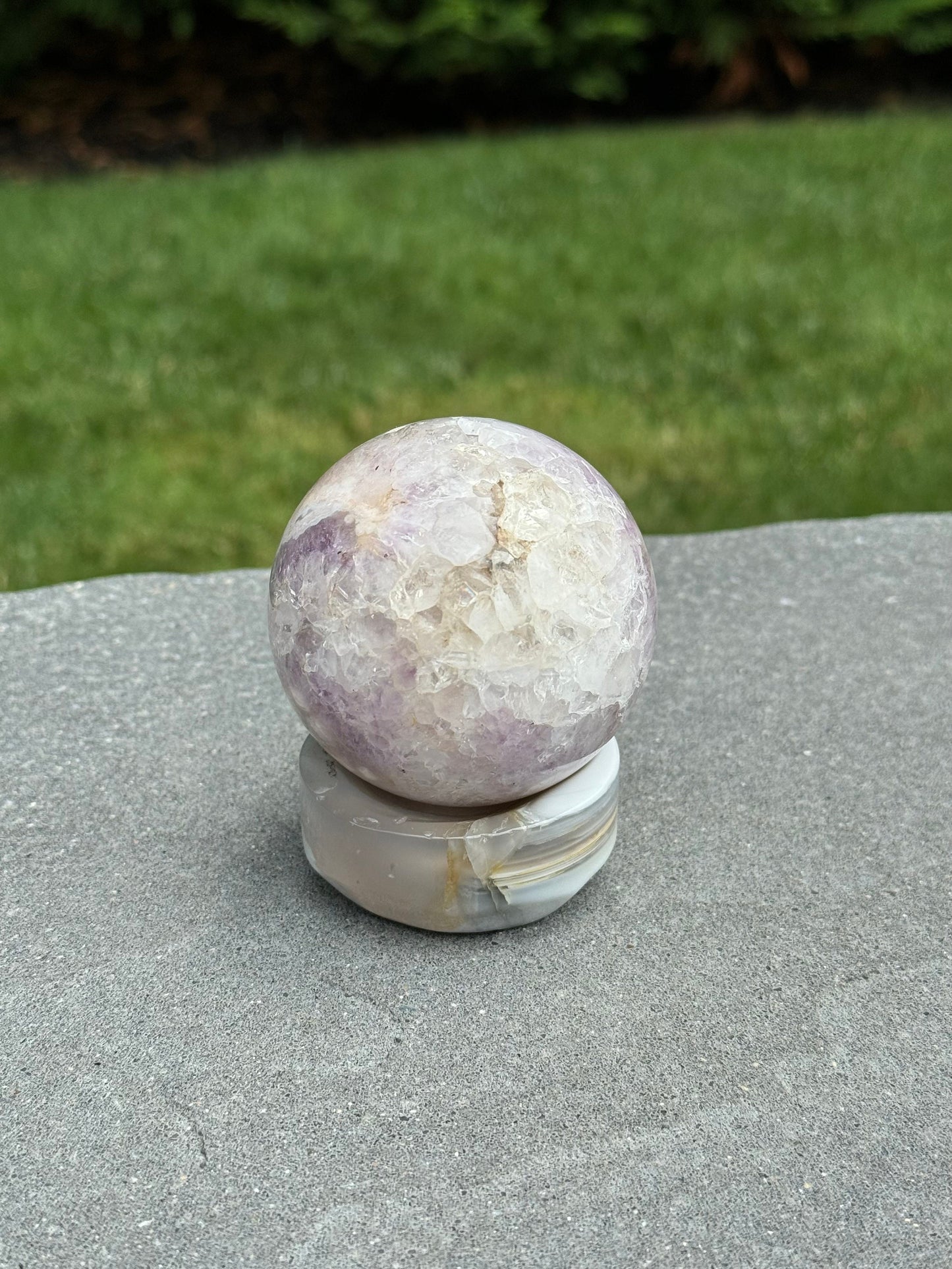 Druzy Pink & Purple Amethyst & Flower Agate Sphere (69MM)