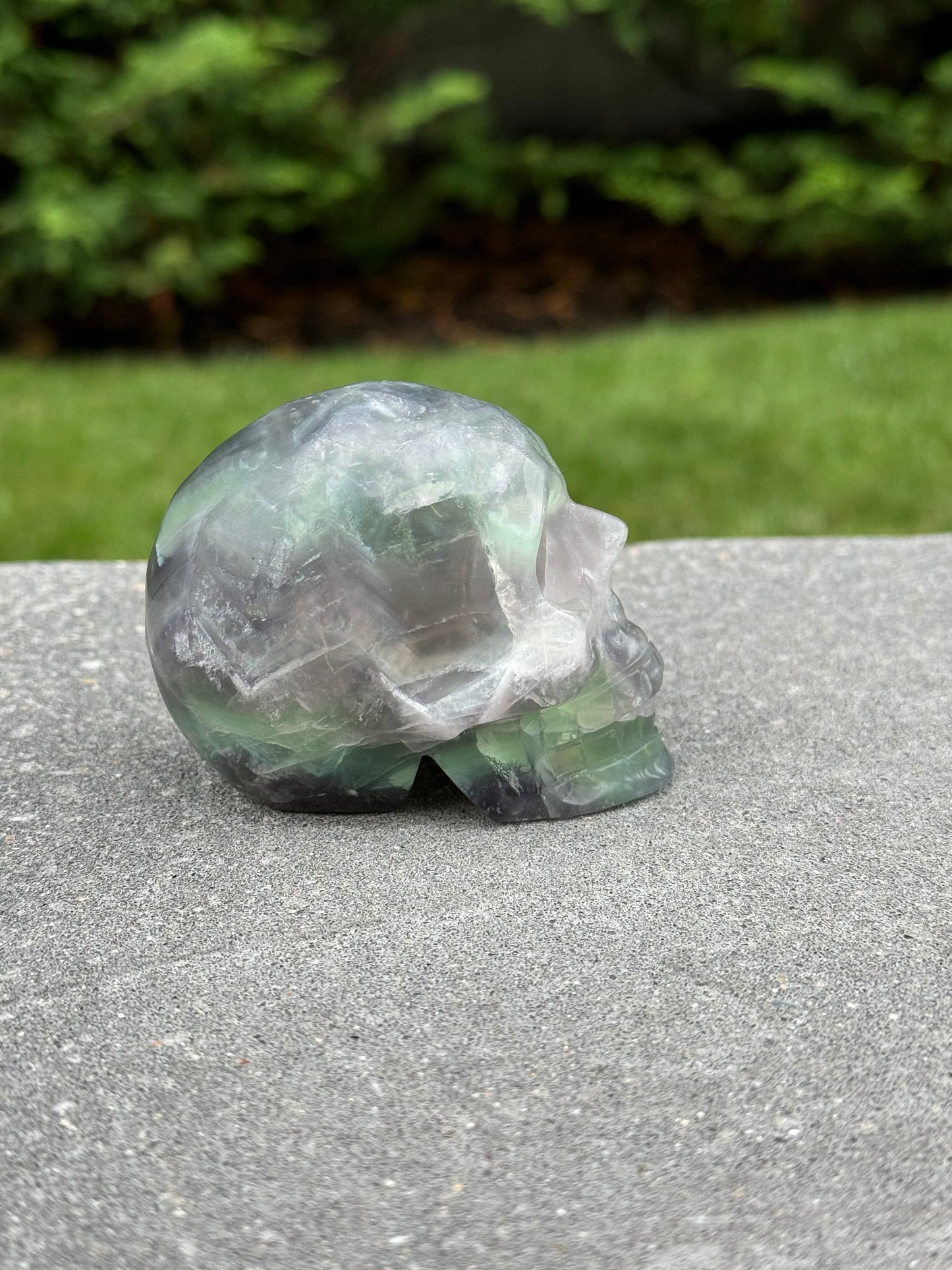 Green & Purple Fluorite Skull Carving (2.84")