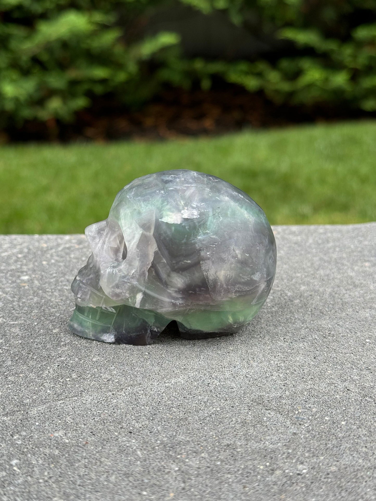 Green & Purple Fluorite Skull Carving (2.84")