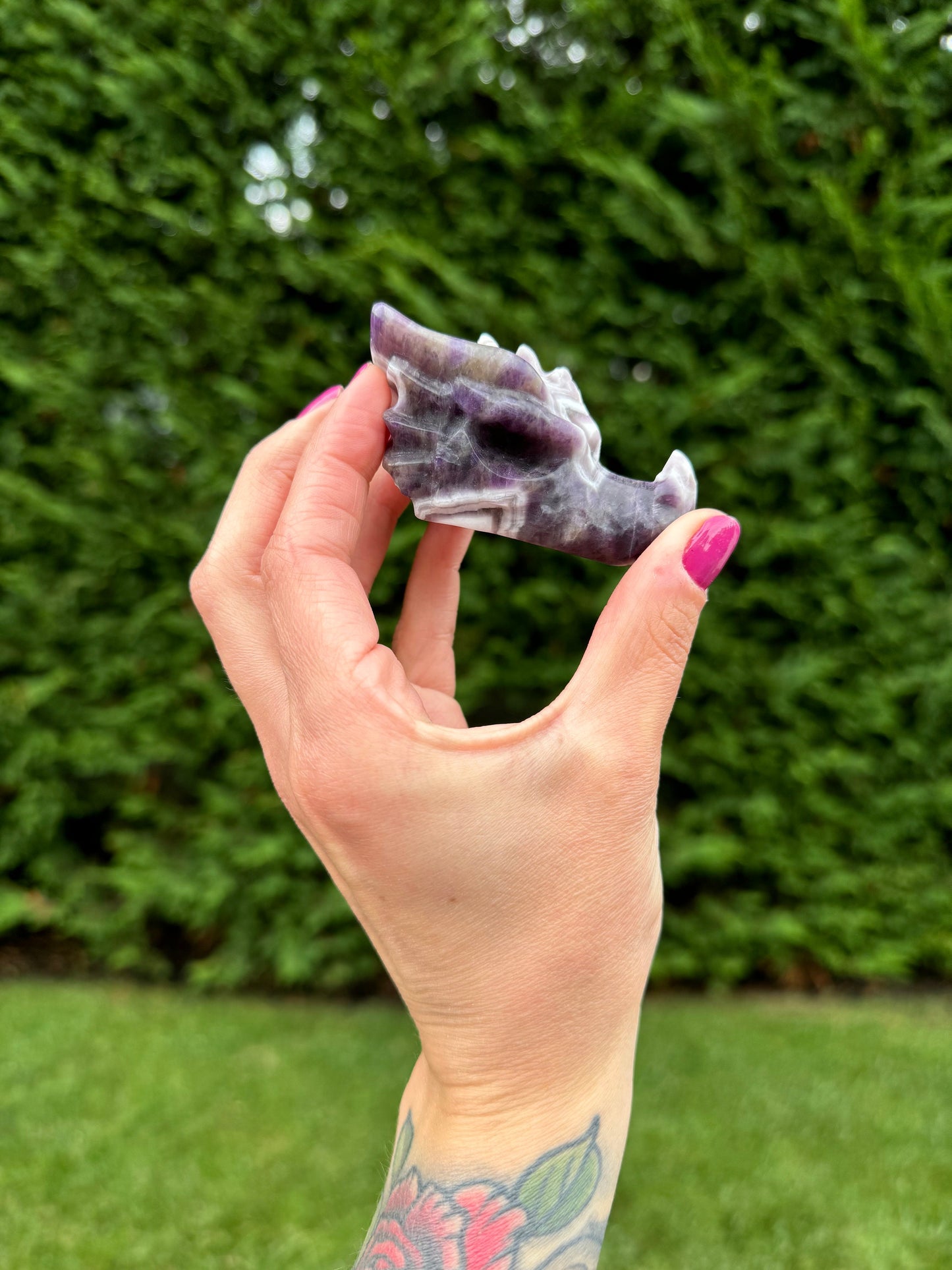 Chevron Amethyst Dragon Head Carving