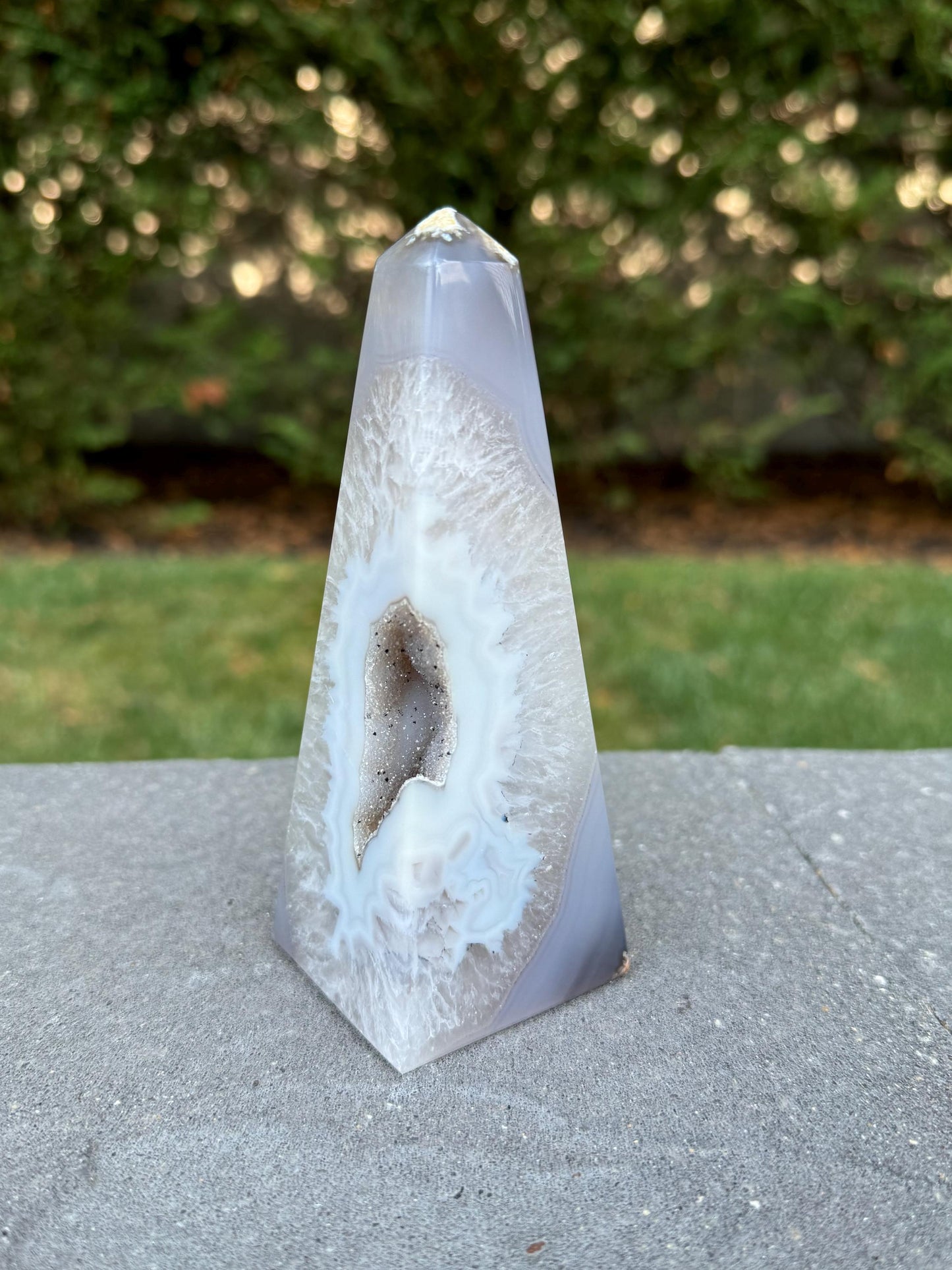 Druzy Agate & Quartz Obelisk