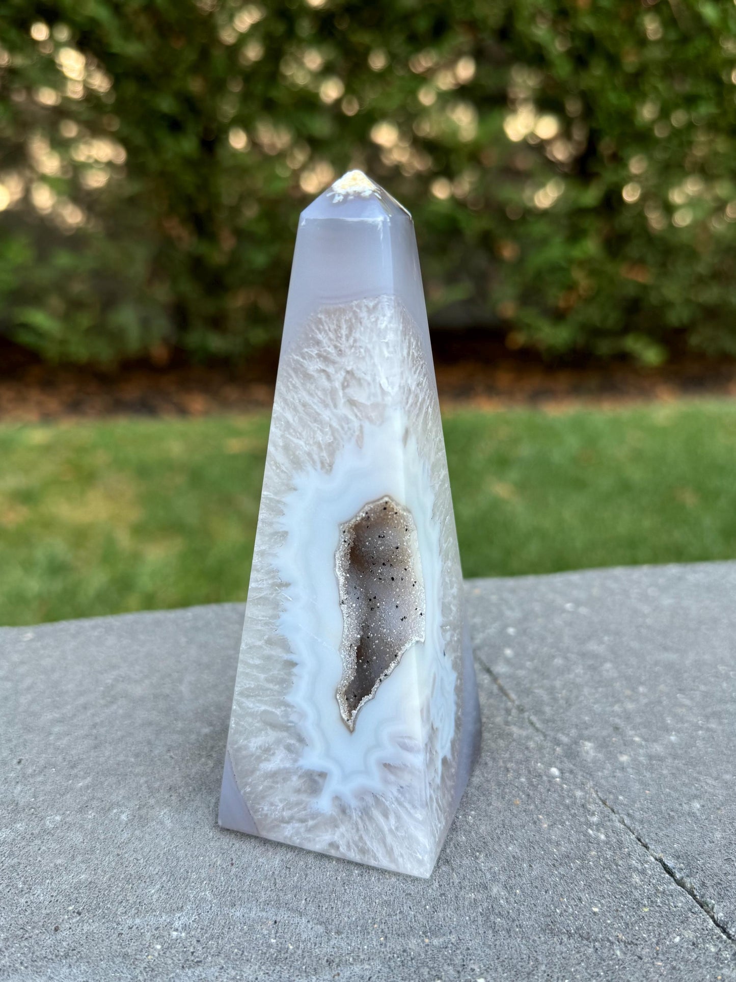 Druzy Agate & Quartz Obelisk