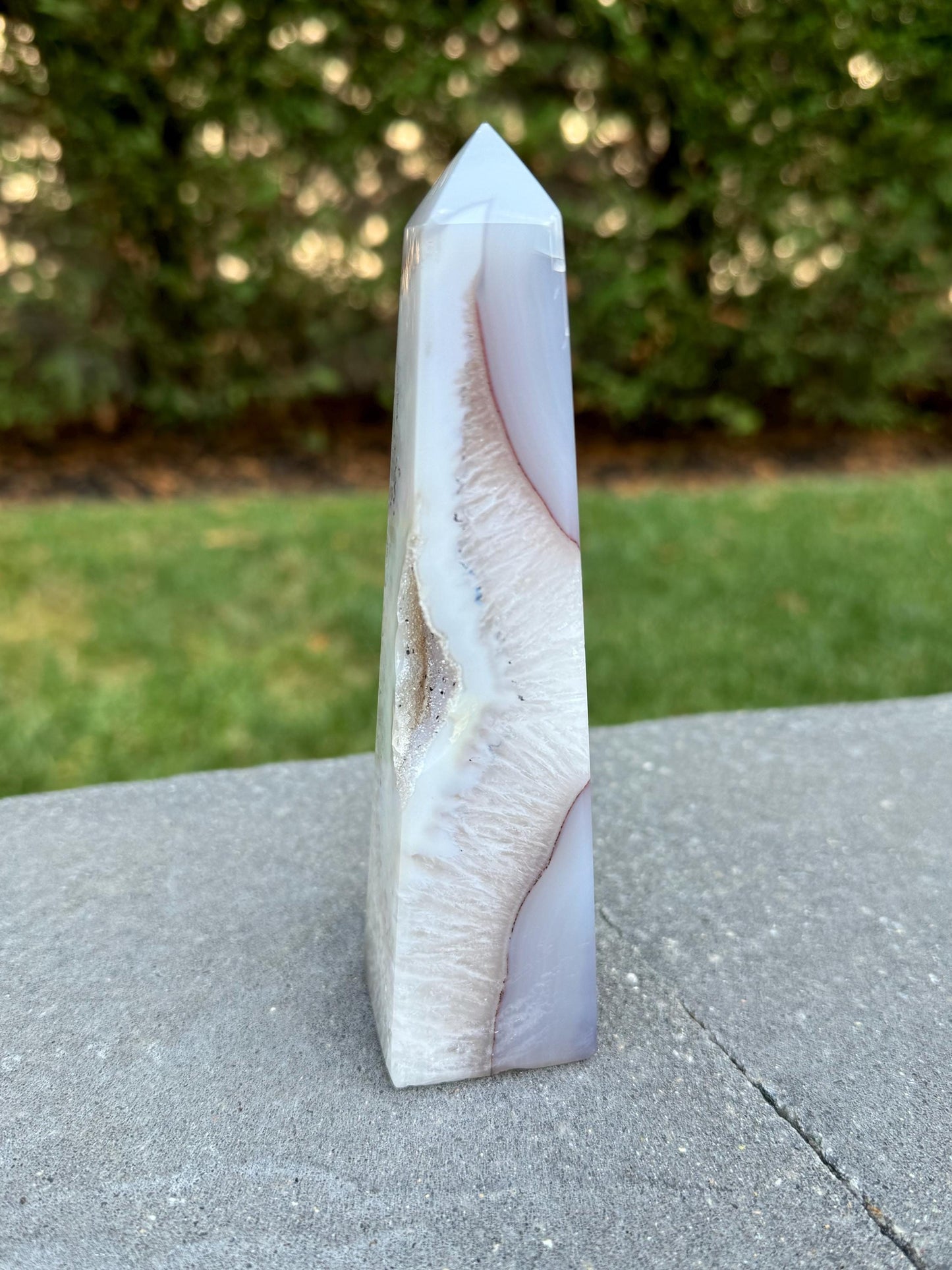 Banded Druzy Agate & Quartz Obelisk