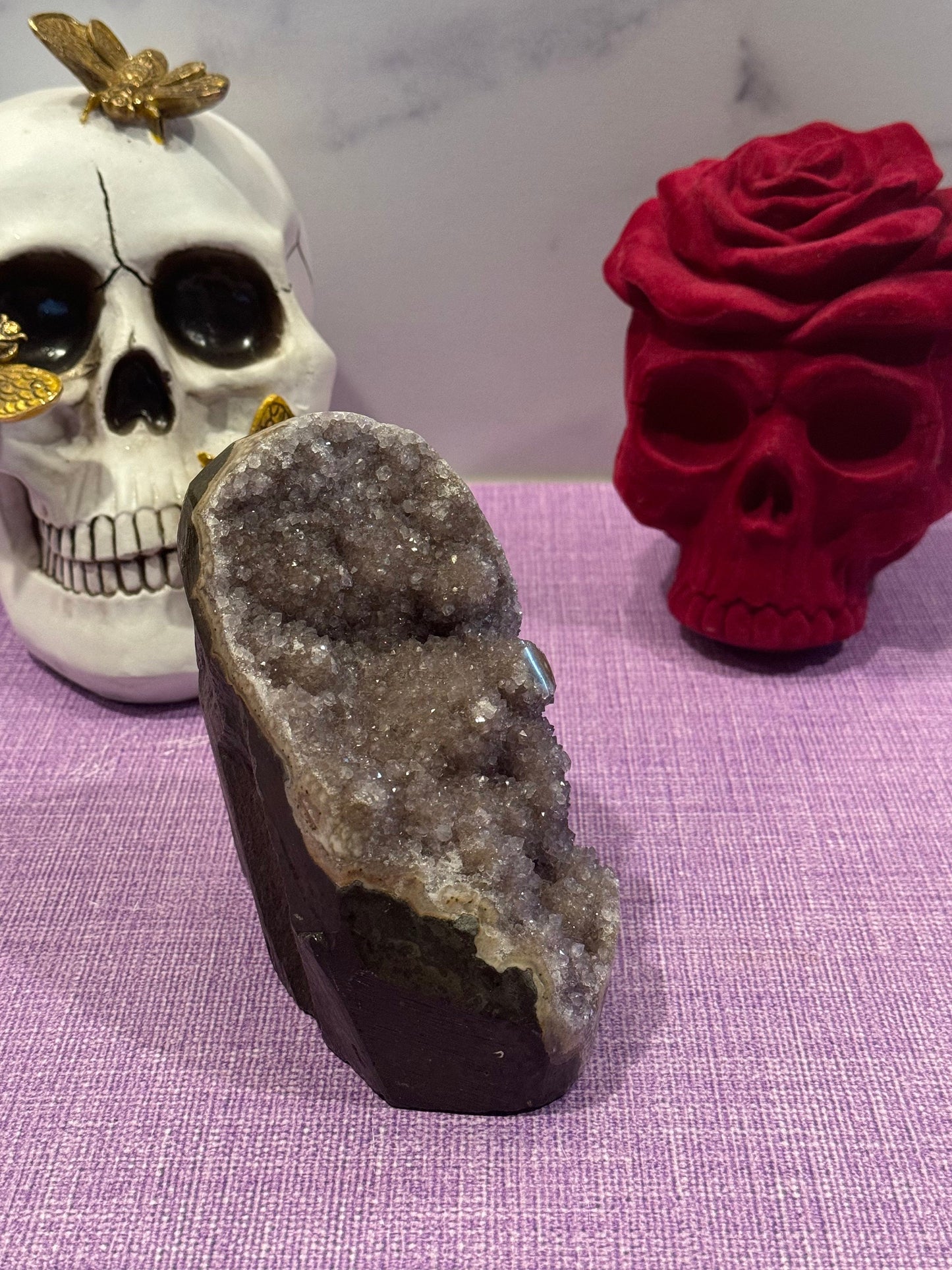 Druzy Pink Amethyst & Agate Cut Base