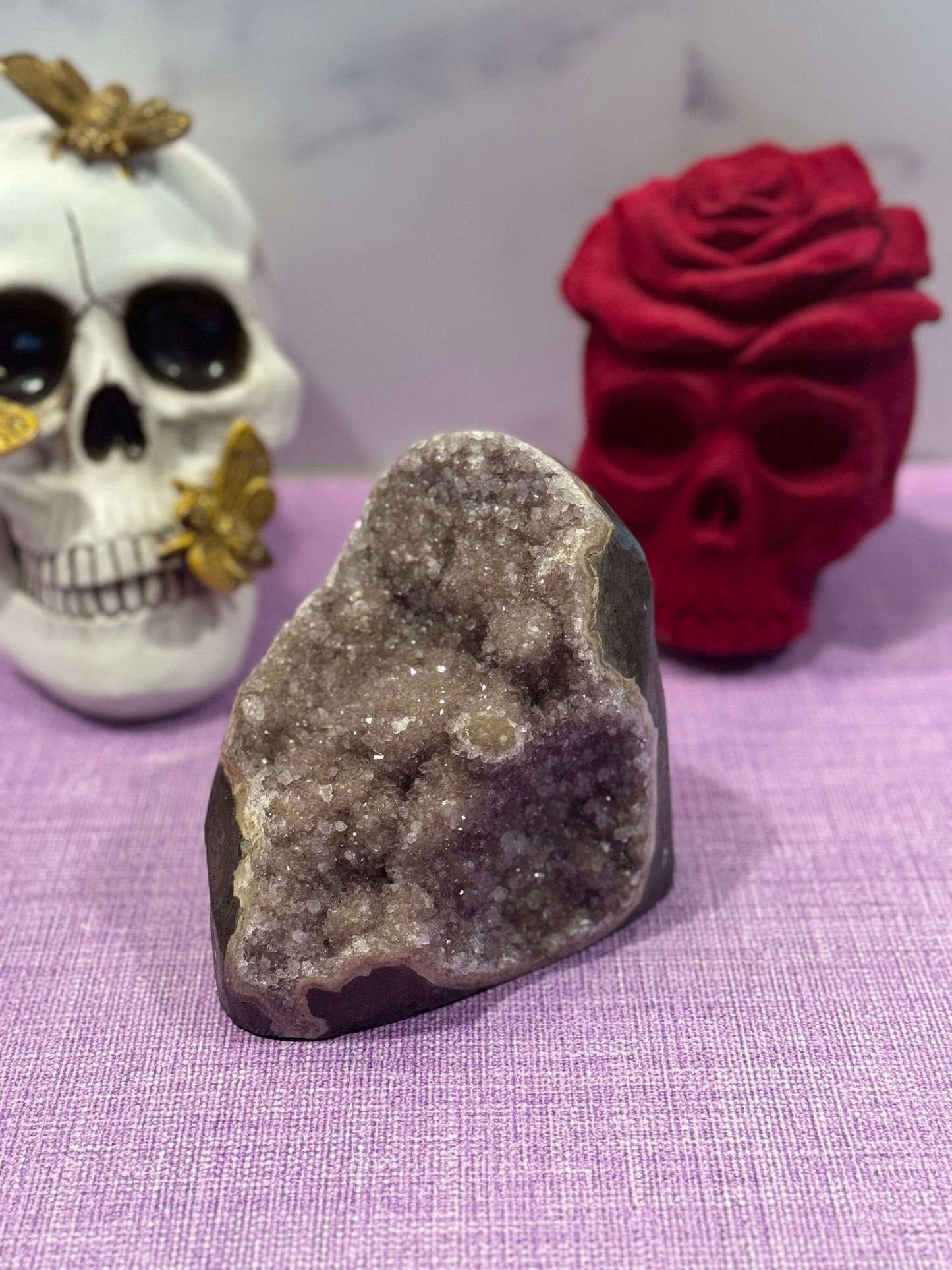 Druzy Pink Amethyst & Agate Cut Base