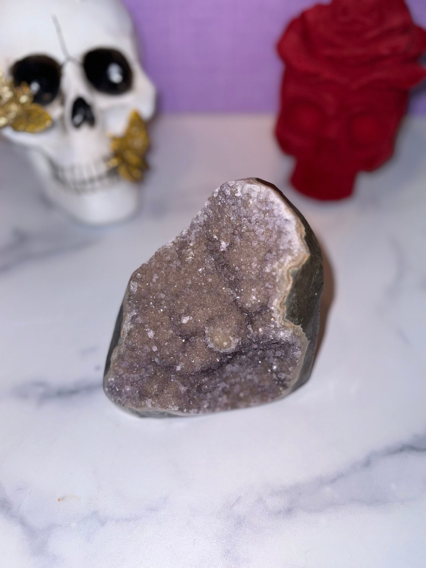 Druzy Pink Amethyst & Agate Cut Base