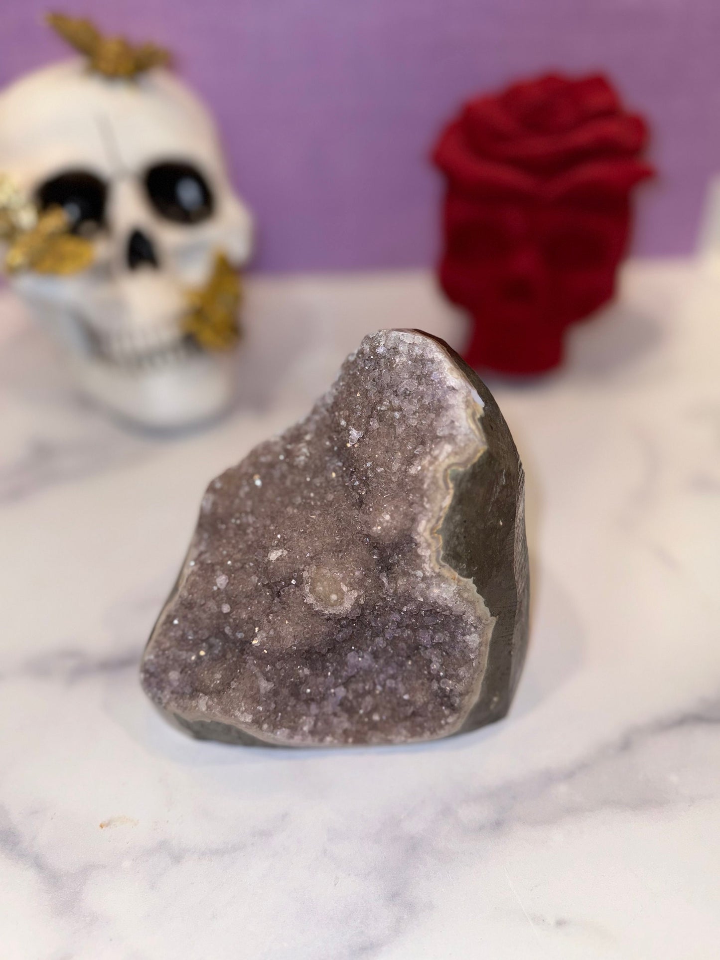 Druzy Pink Amethyst & Agate Cut Base