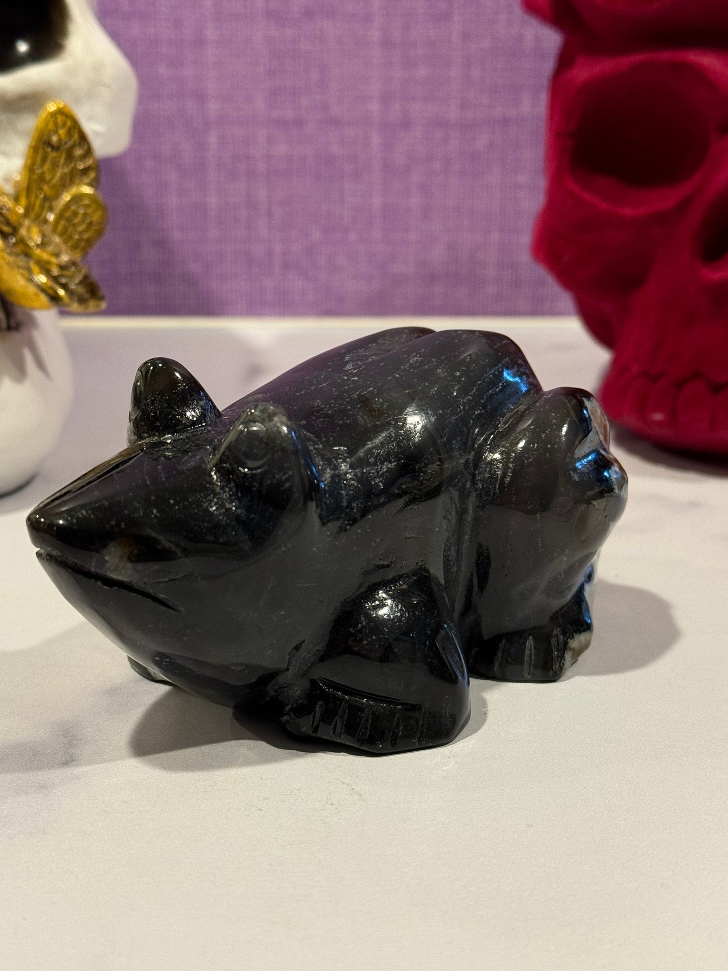 Volcano Agate Frog Carving