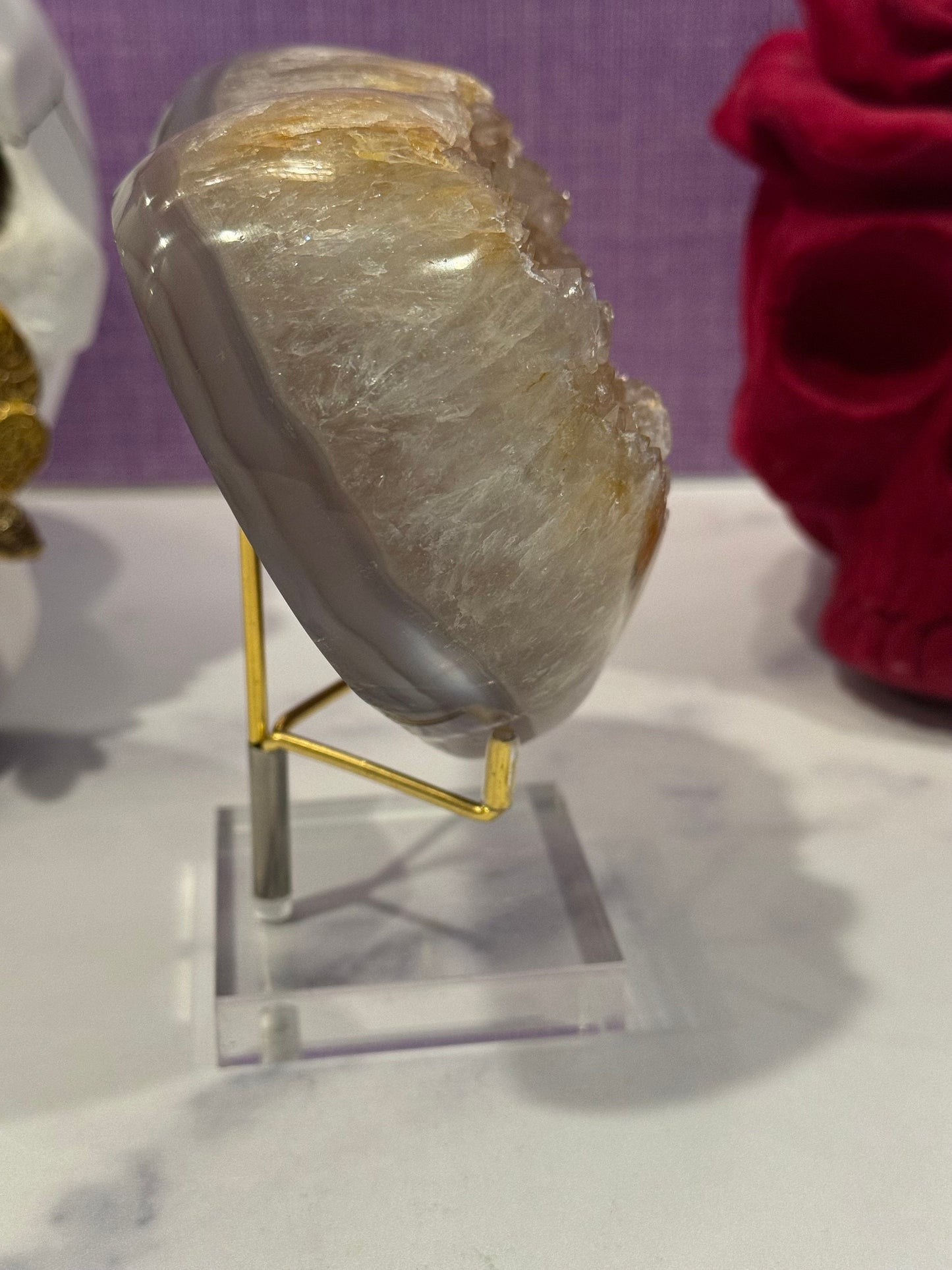 Golden Druzy Orca Agate Heart