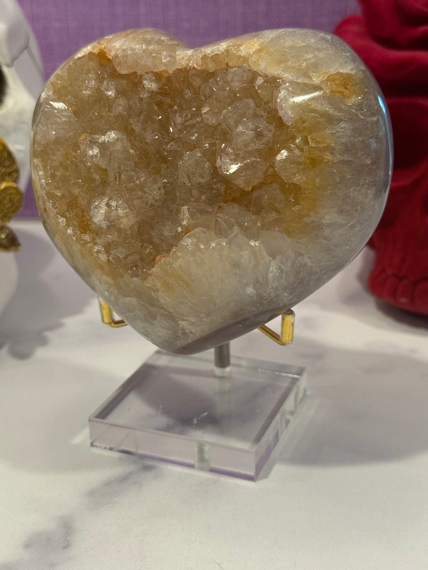 Golden Druzy Orca Agate Heart