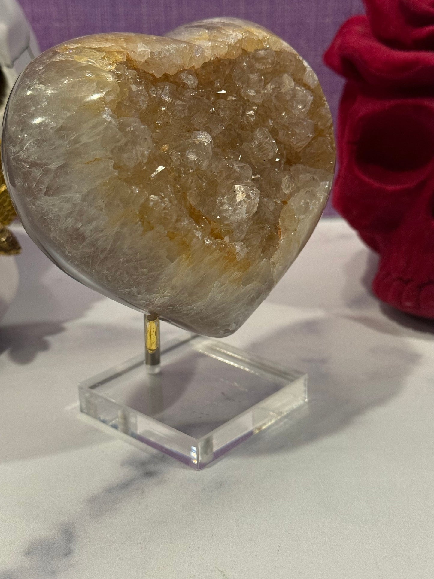 Golden Druzy Orca Agate Heart
