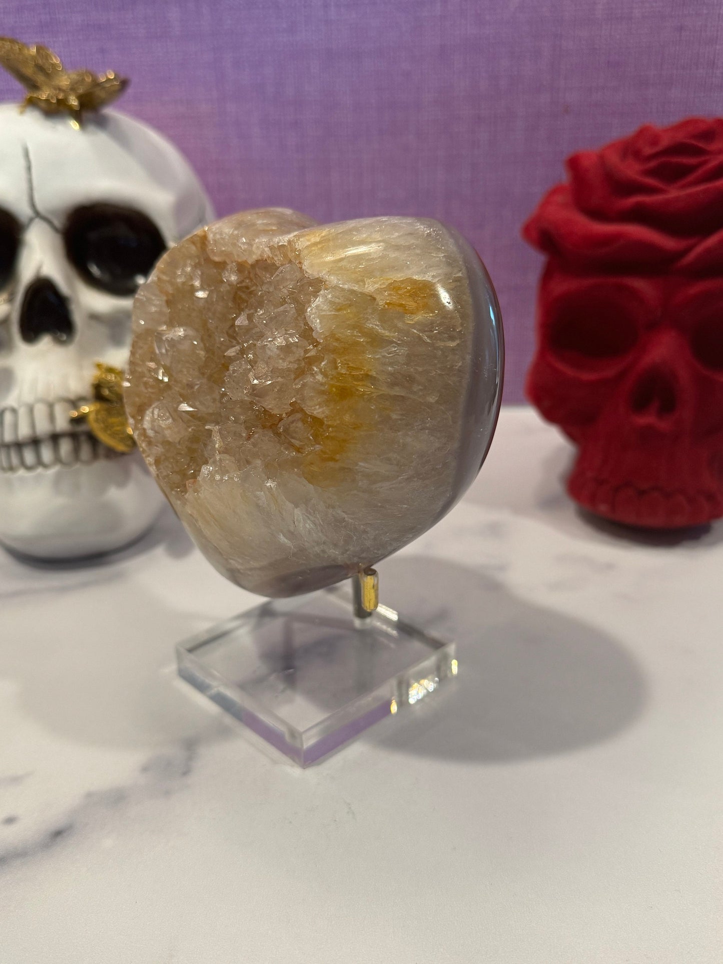 Golden Druzy Orca Agate Heart