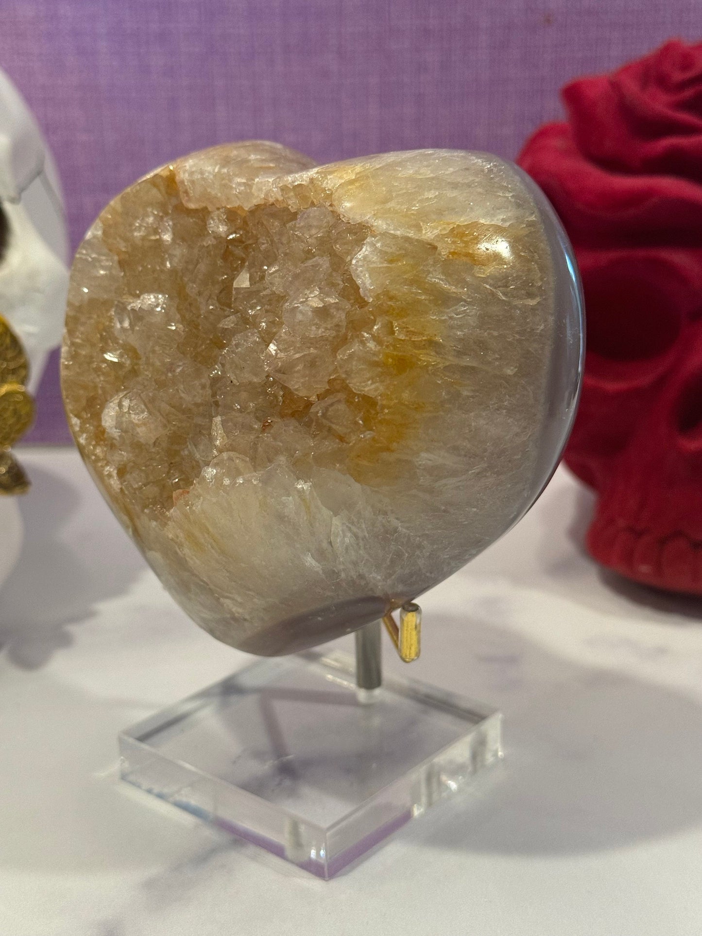 Golden Druzy Orca Agate Heart