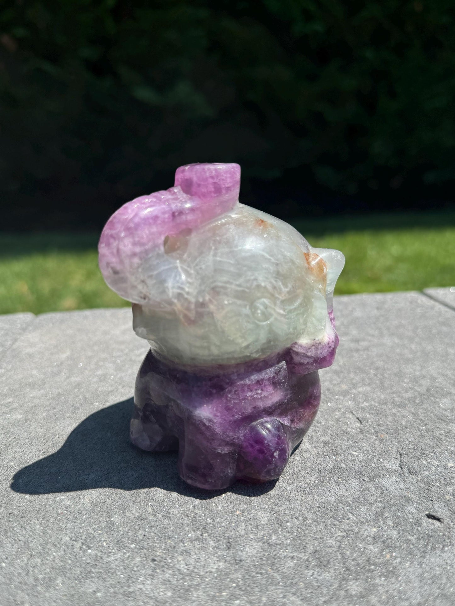 Rainbow Fluorite Sitting Elephant Carving