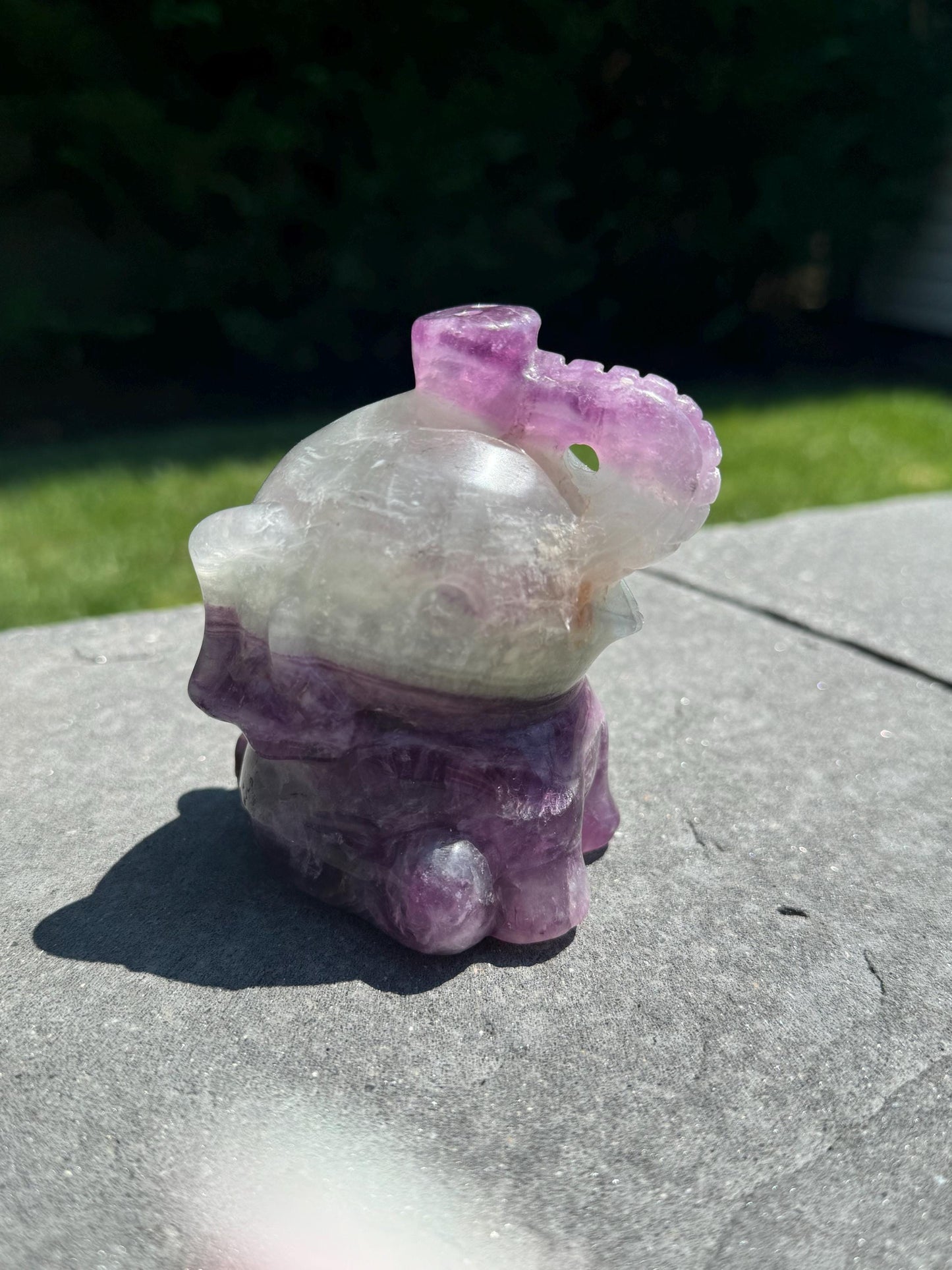 Rainbow Fluorite Sitting Elephant Carving