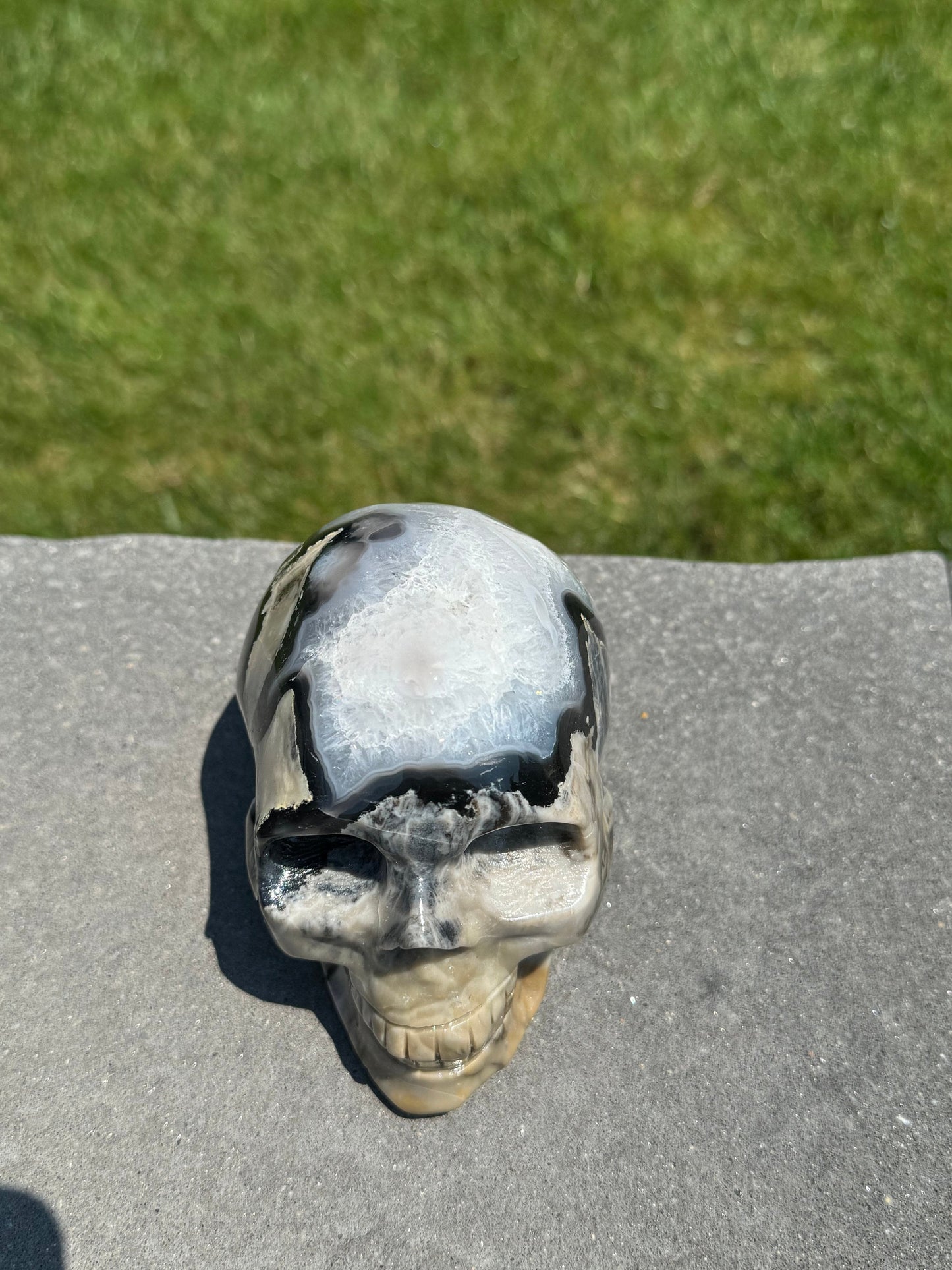 Volcano Agate Skull Carving (4.5")