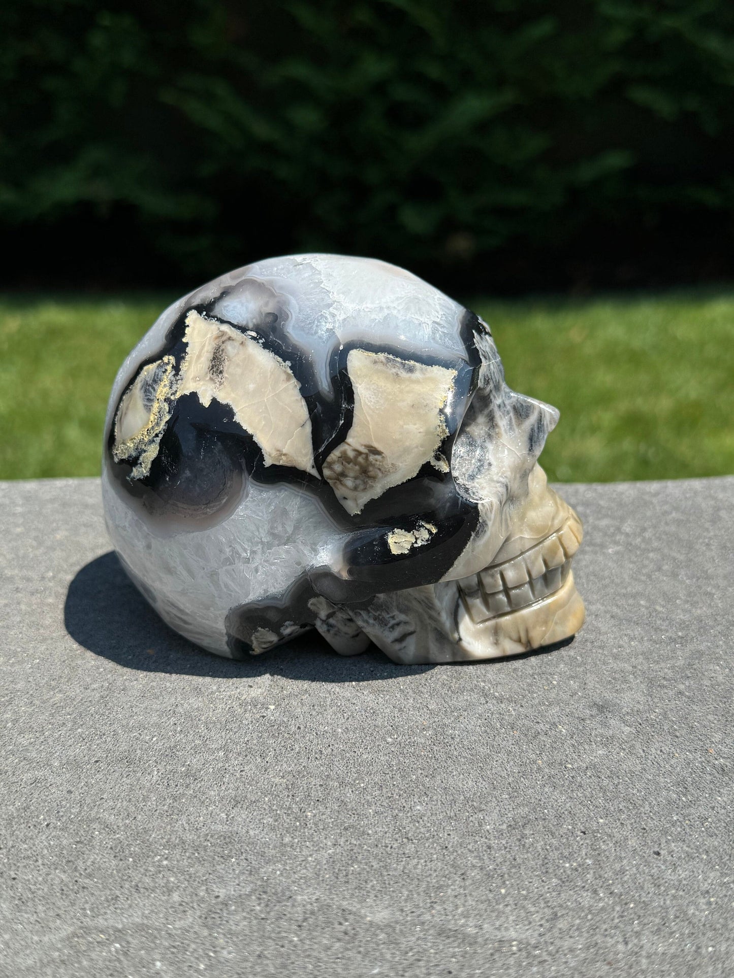 Volcano Agate Skull Carving (4.5")