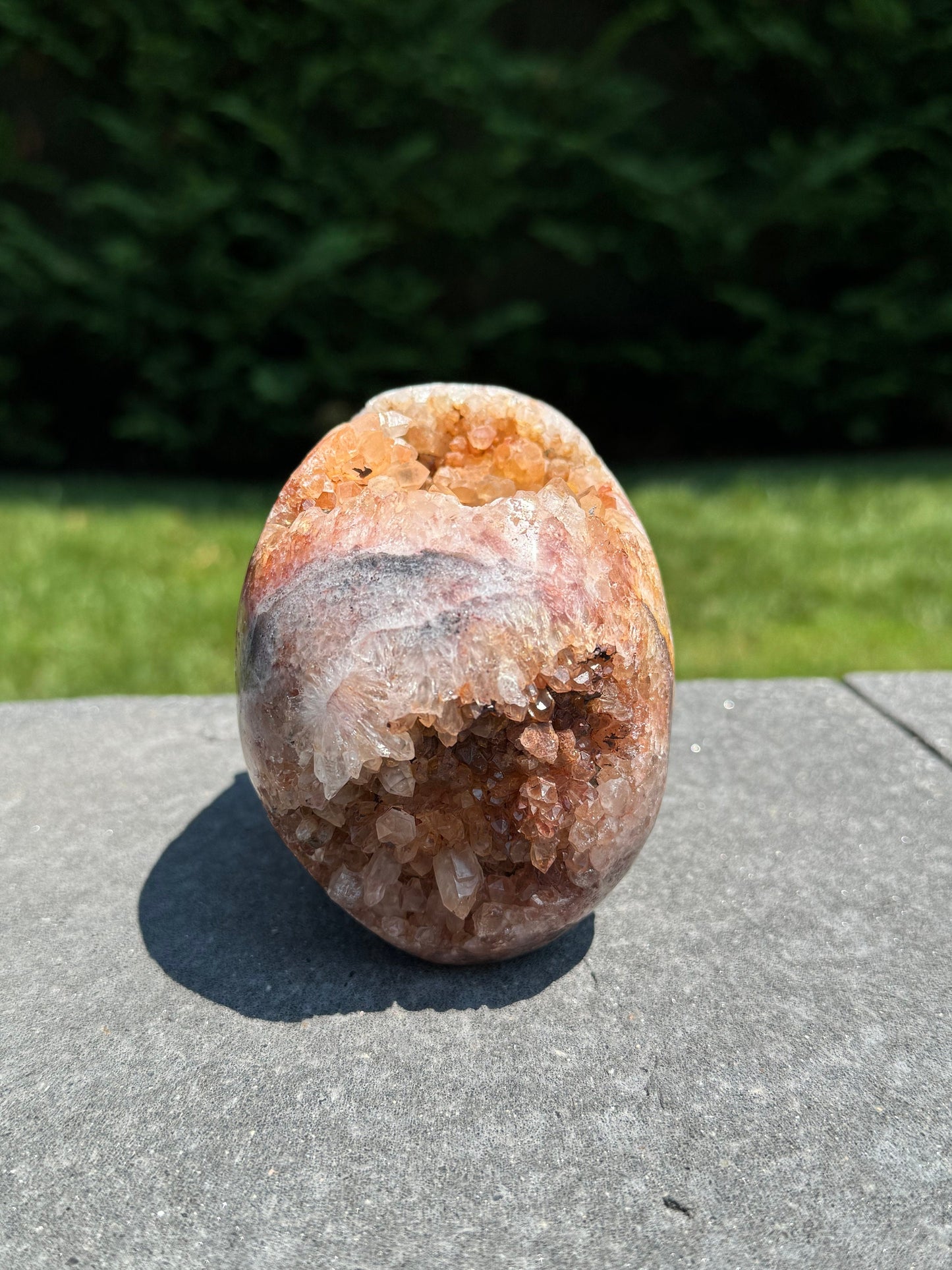 Druzy Fire Quartz Skull Carving (4.35")