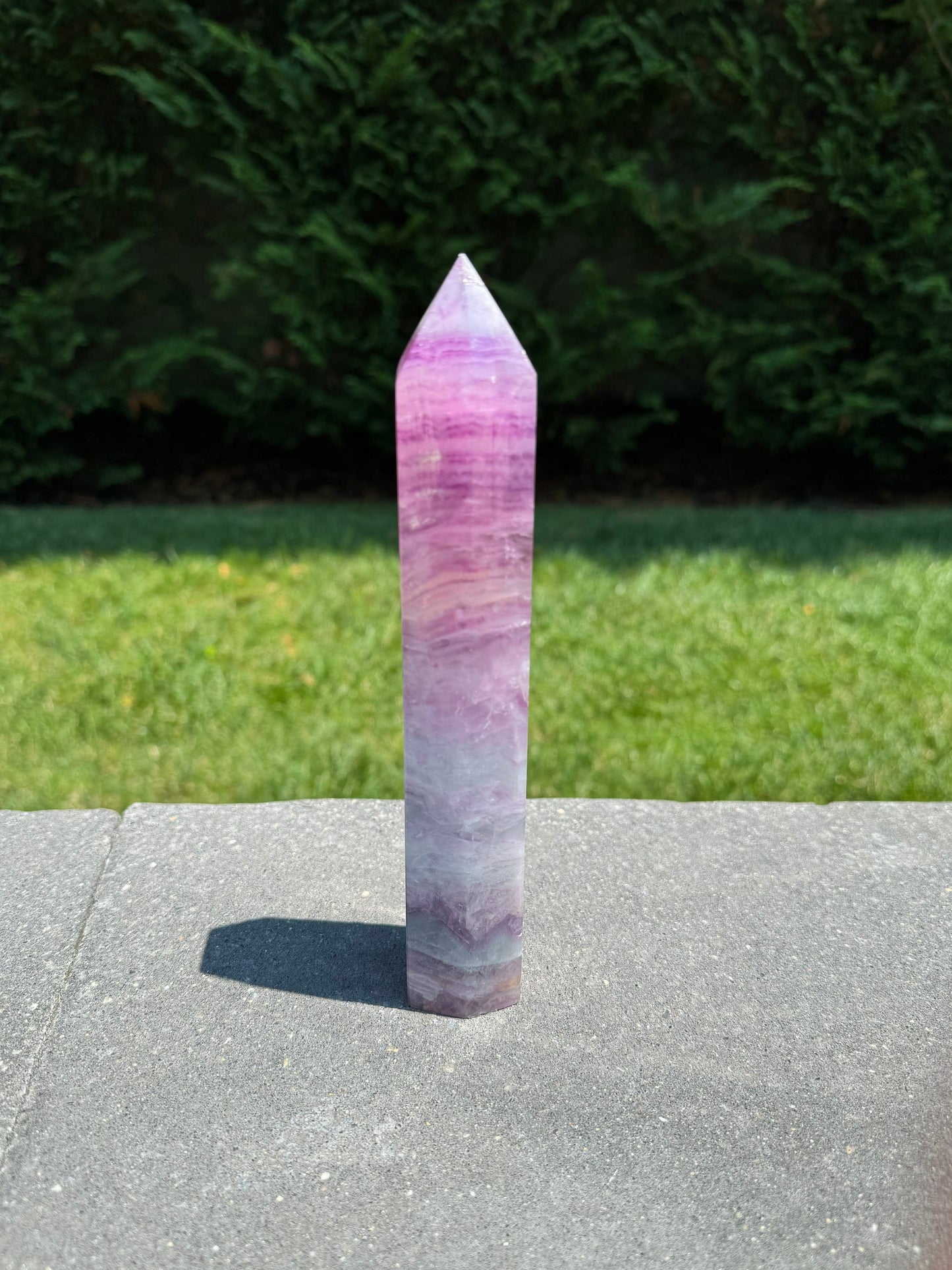Banded Pink & Purple Fluorite Tower