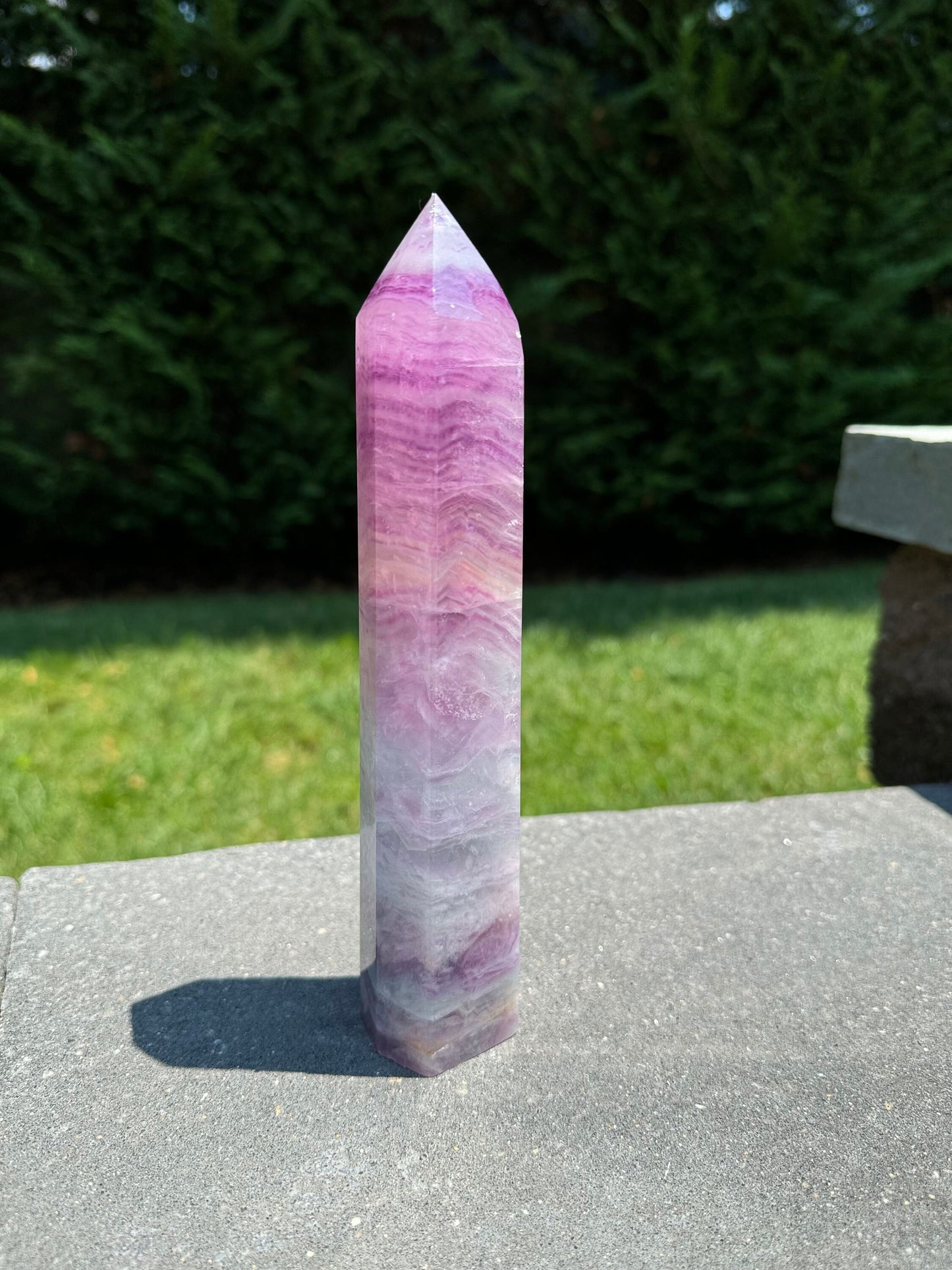 Banded Pink & Purple Fluorite Tower