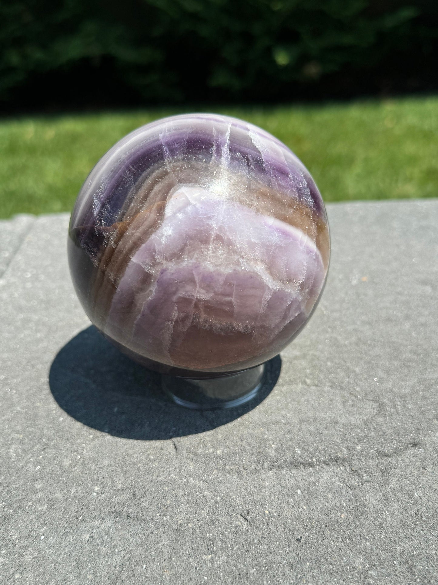 Purple Silky Banded Fluorite Sphere (94MM)