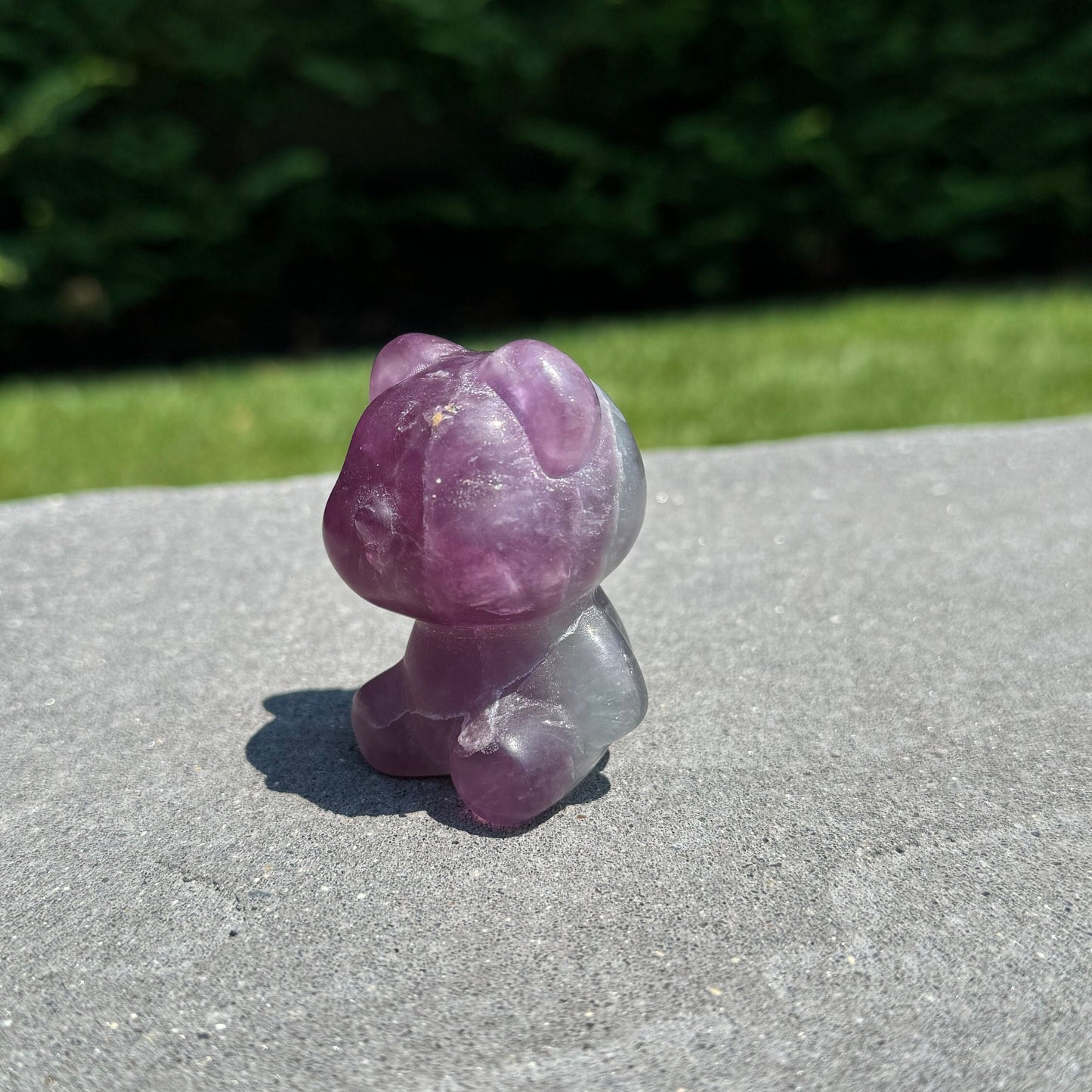 Rainbow Fluorite Bear Carving