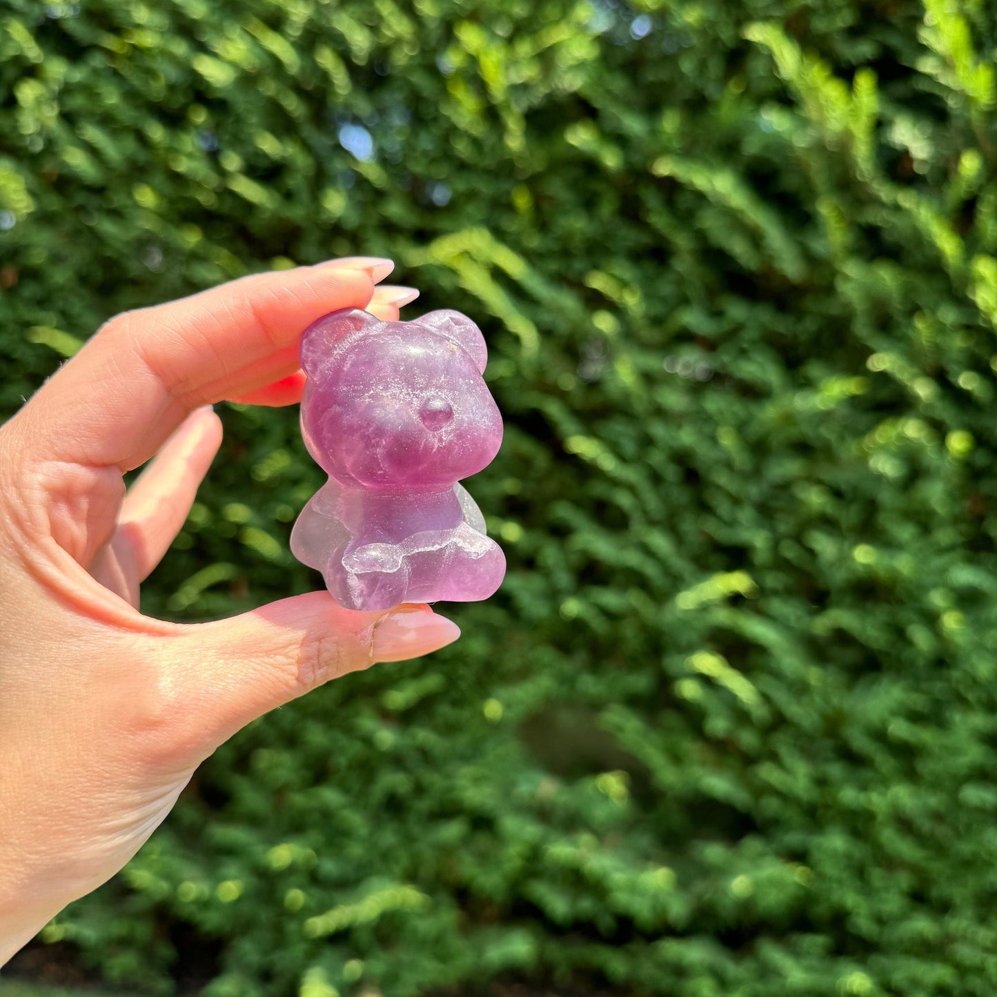 Rainbow Fluorite Bear Carving
