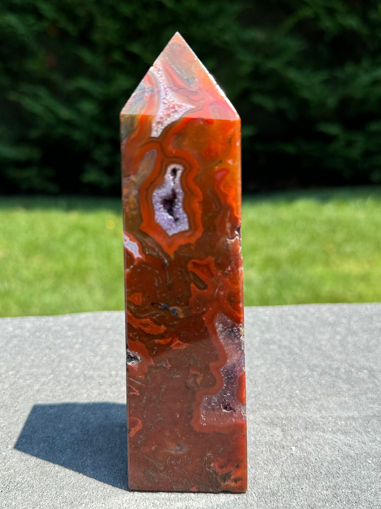 Red Moss Agate & Amethyst Tower