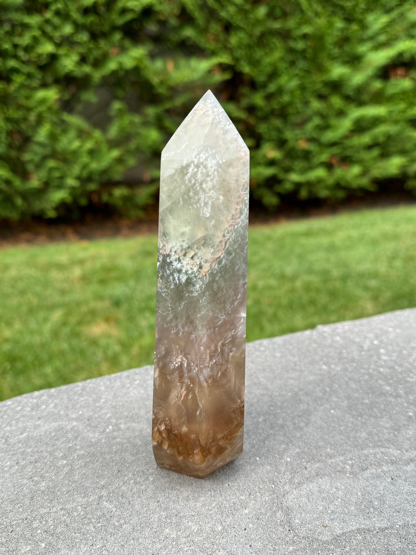 Banded Feathery Fluorite Tower (7" tall)