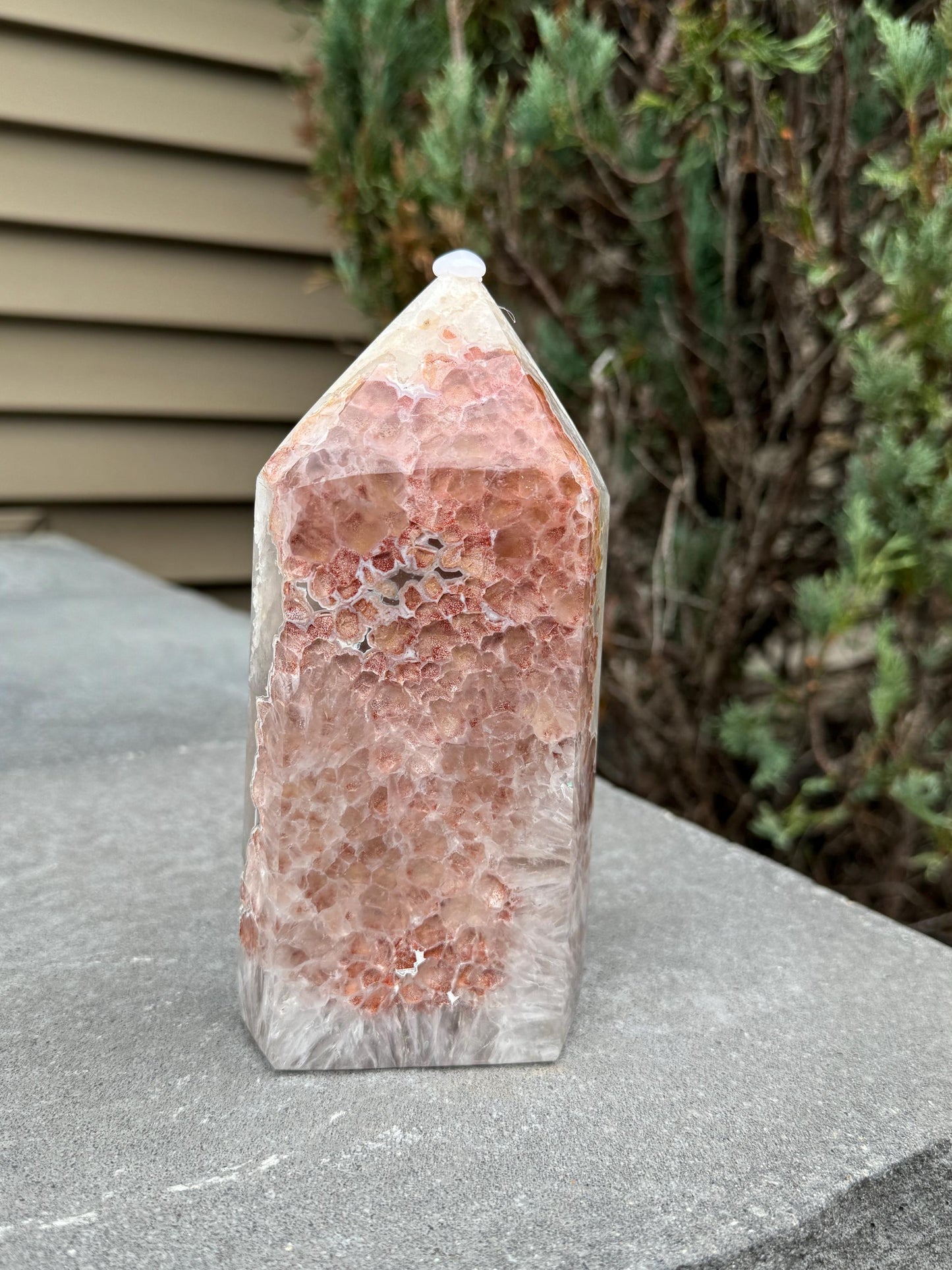 Large Druzy Pink & White Agate Tower (7")