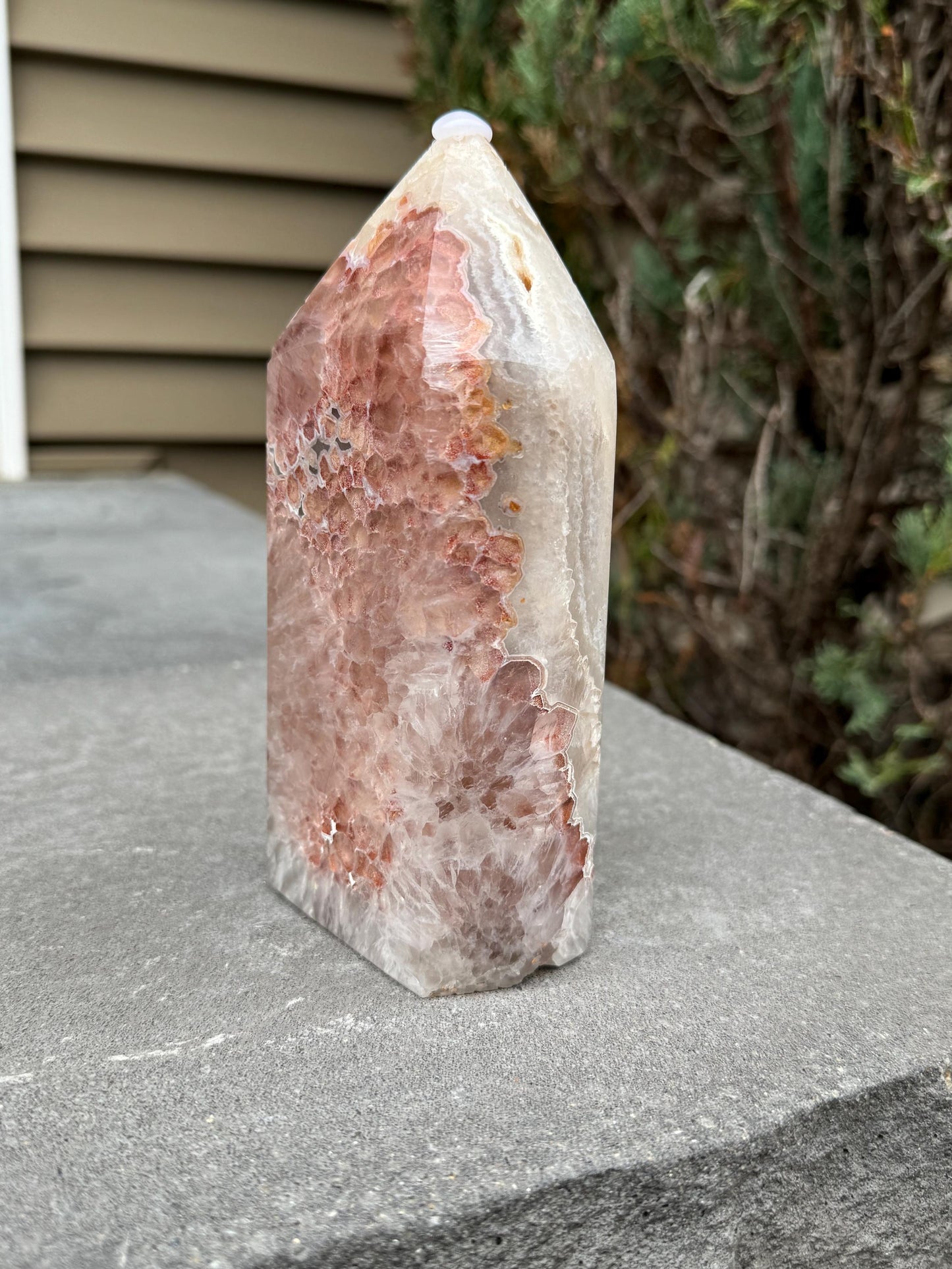 Large Druzy Pink & White Agate Tower (7")