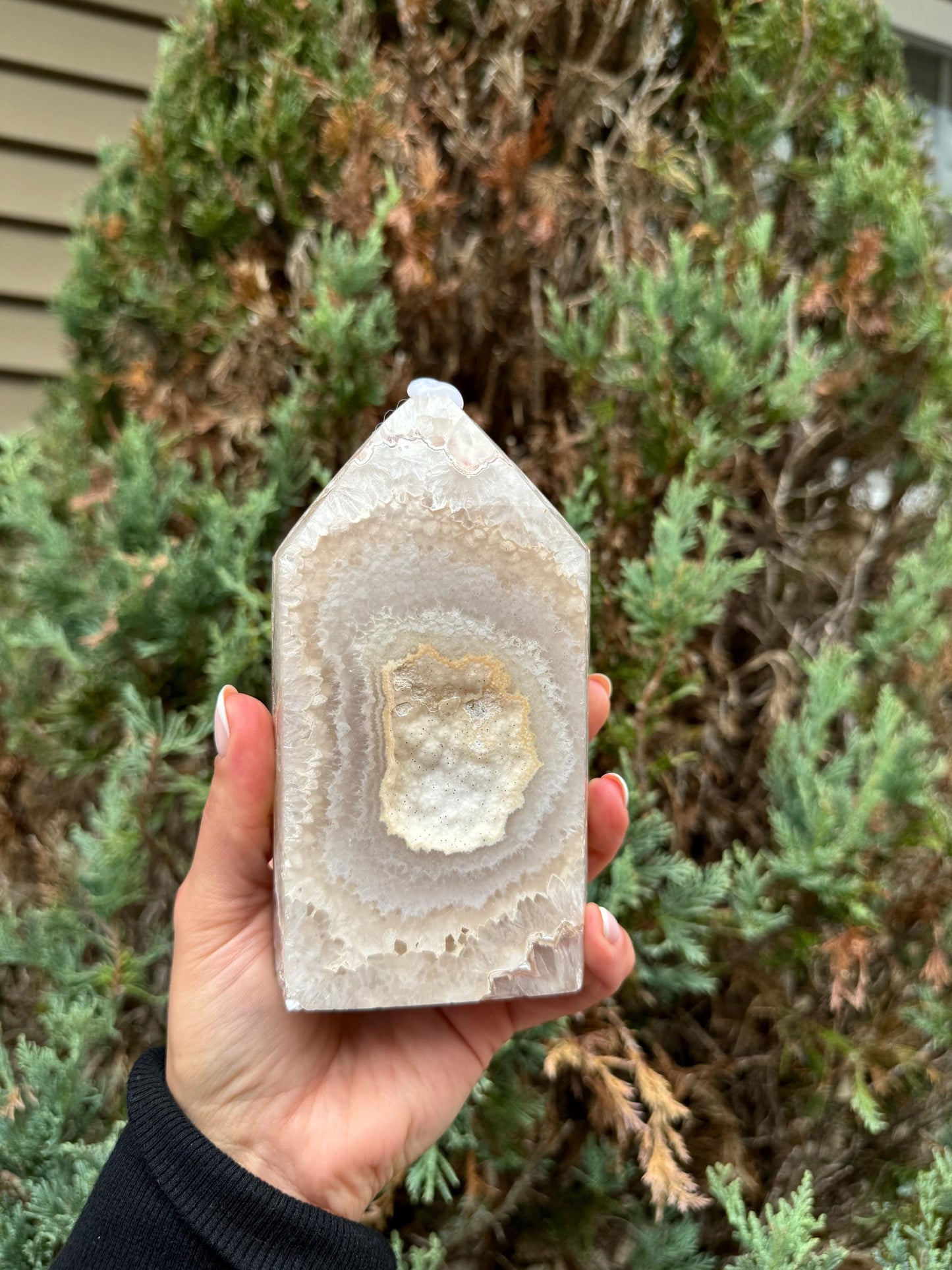 Druzy Pink & White Agate Tower (5.5")