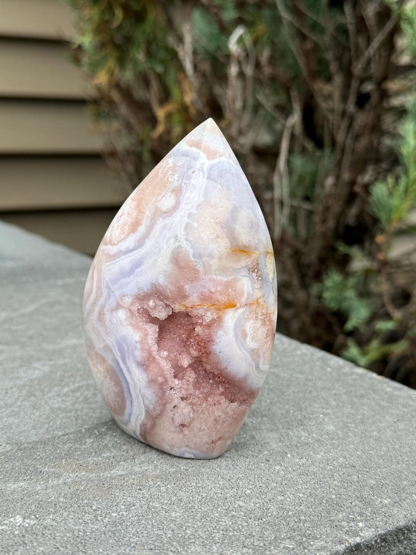 Druzy Pink Amethyst & Agate Flame