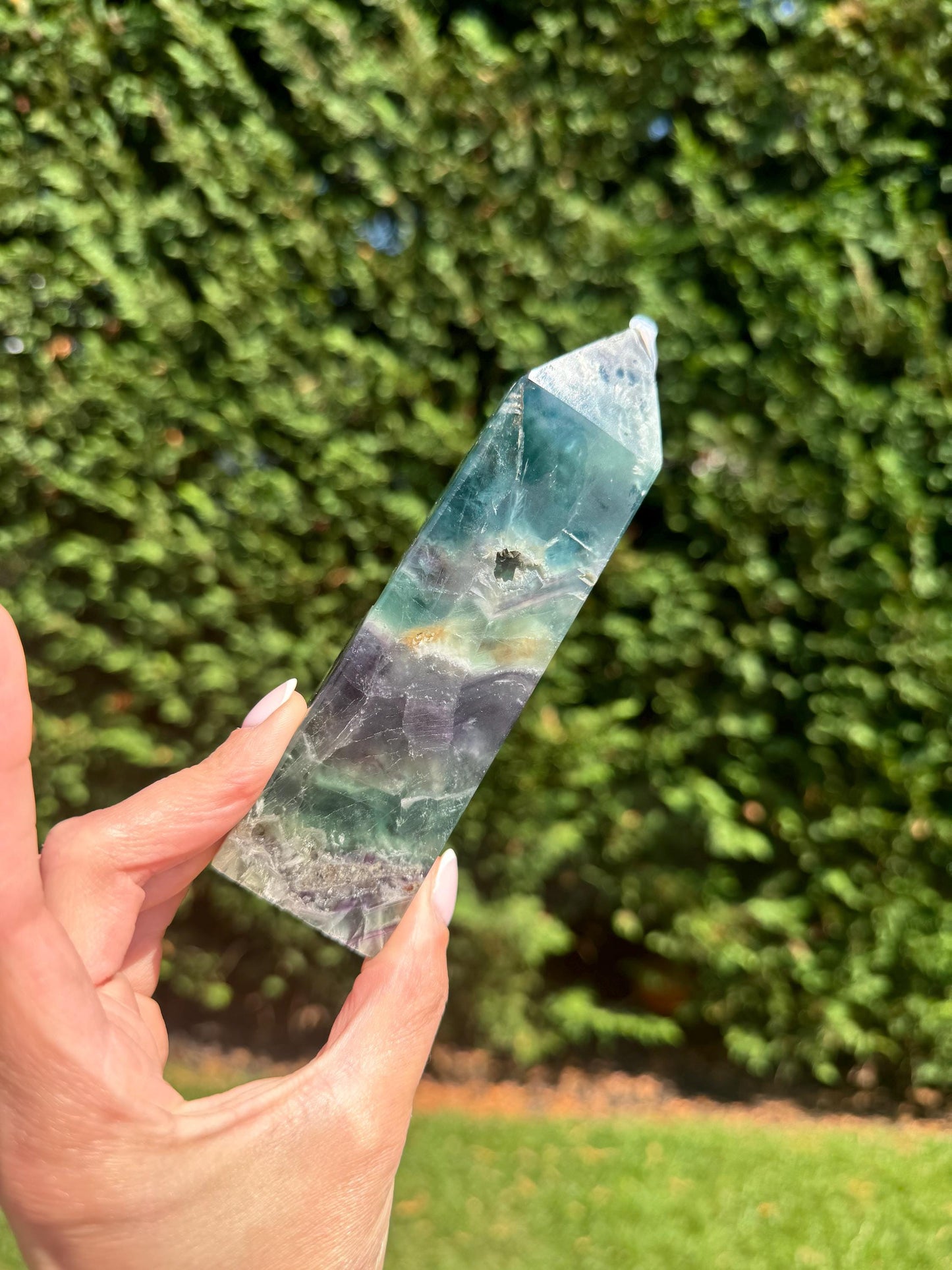 Druzy Feather Fluorite Tower (5.75")
