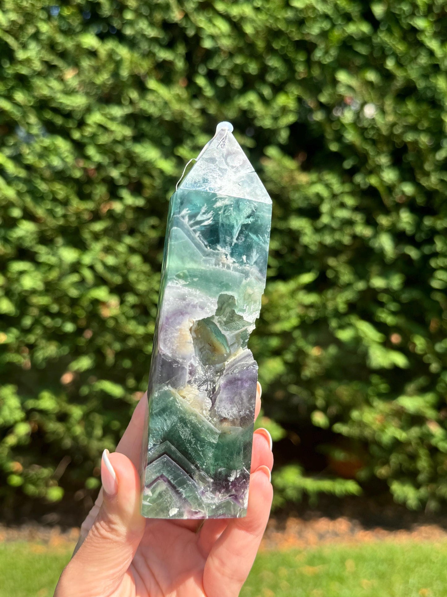 Druzy Feather Fluorite Tower (5.75")