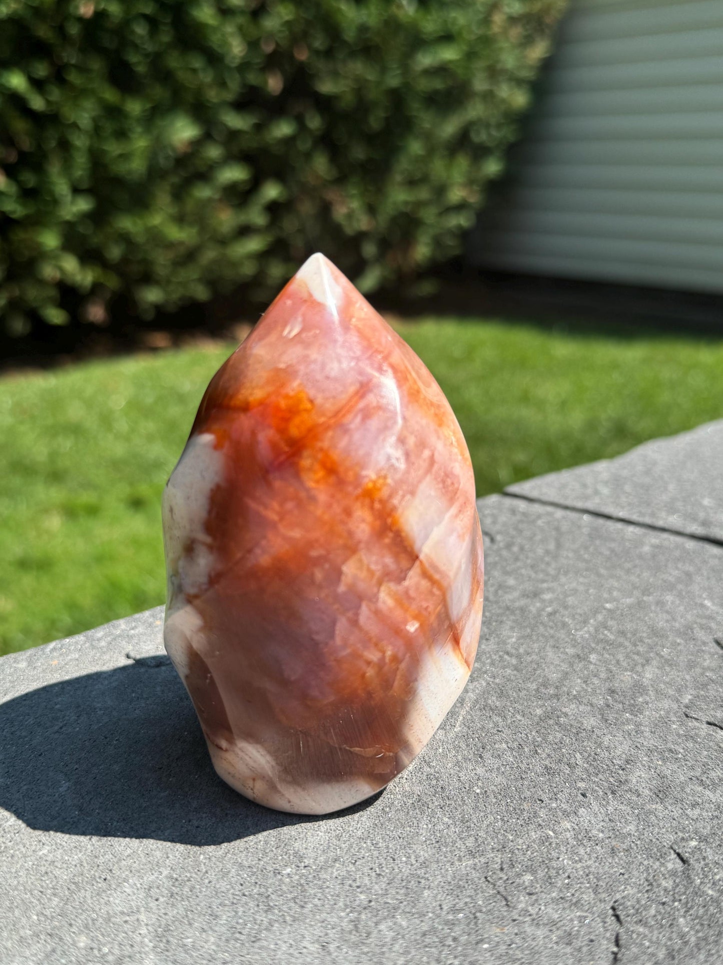 Large Druzy Carnelian & Orca Agate Flame