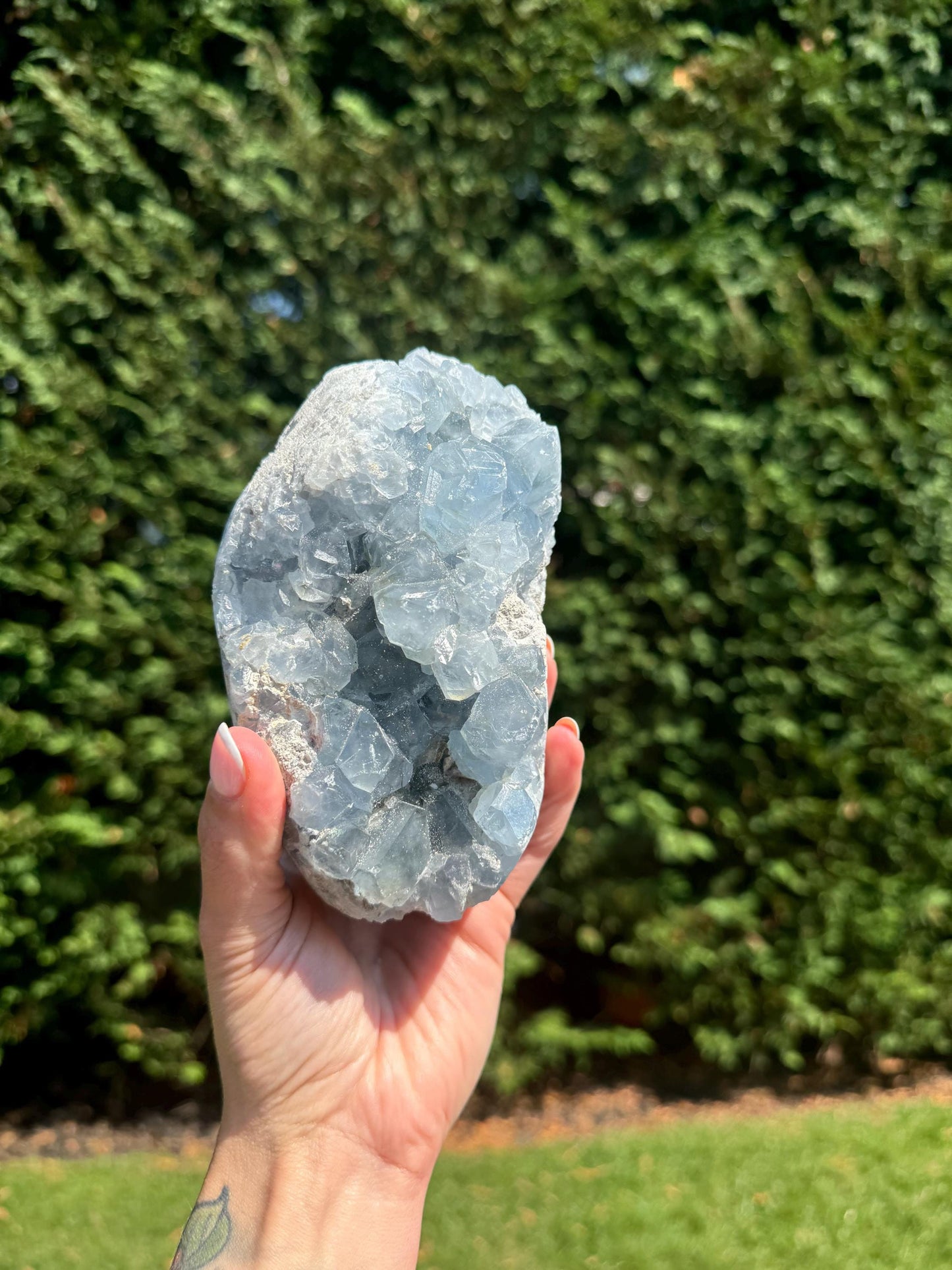 Blue Celestite Cutbase Freeform (4.5lbs)