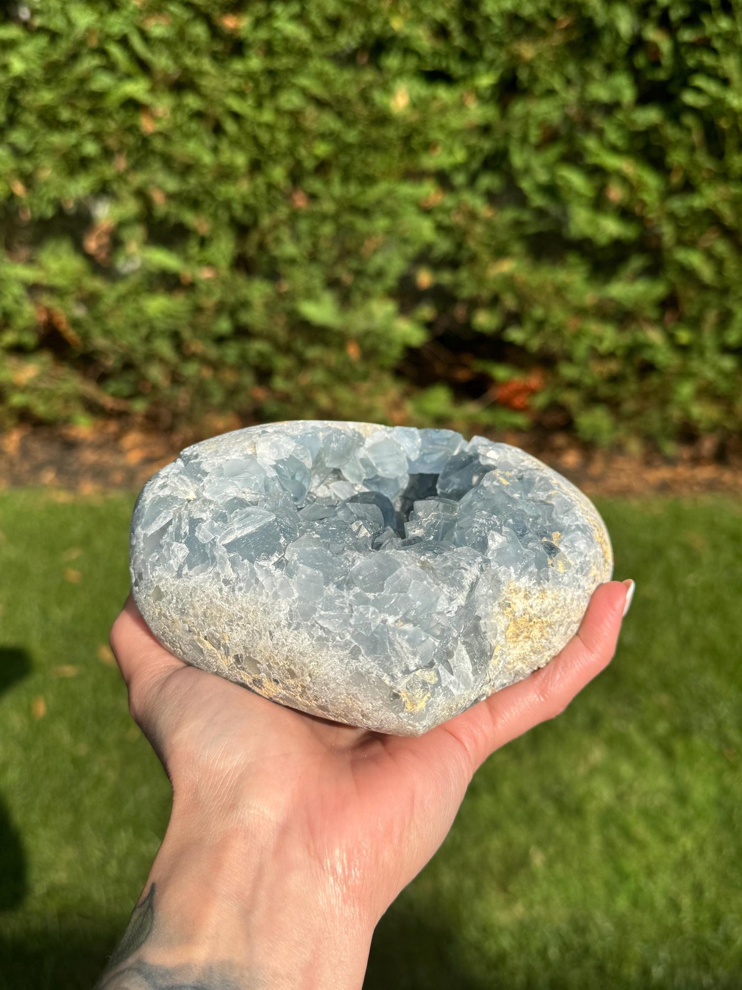 XL Blue Celestite Heart Carving (5.85lbs)