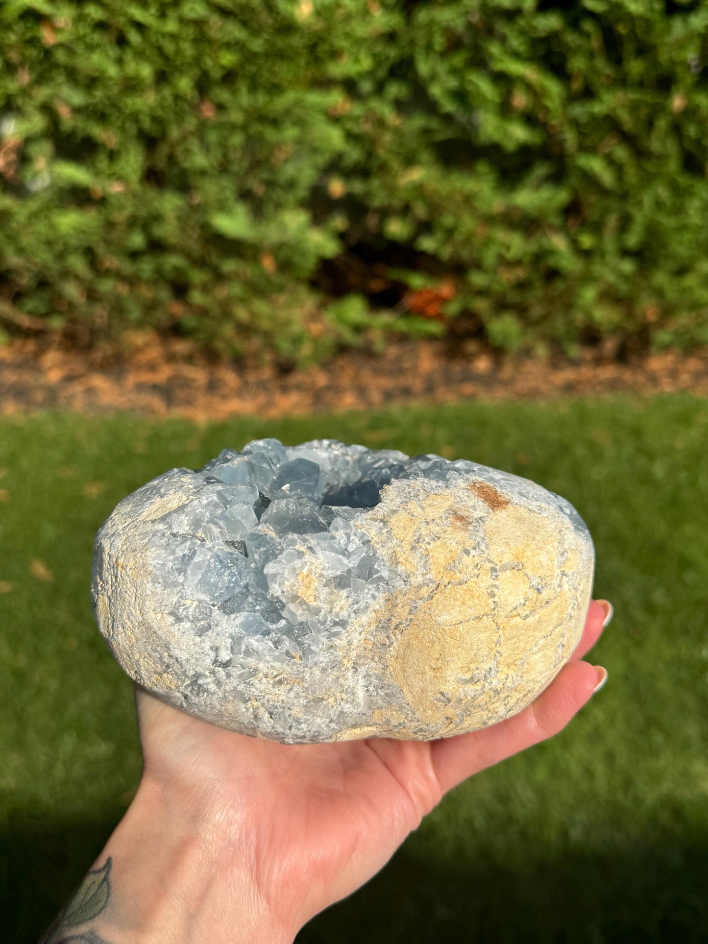 XL Blue Celestite Heart Carving (5.85lbs)