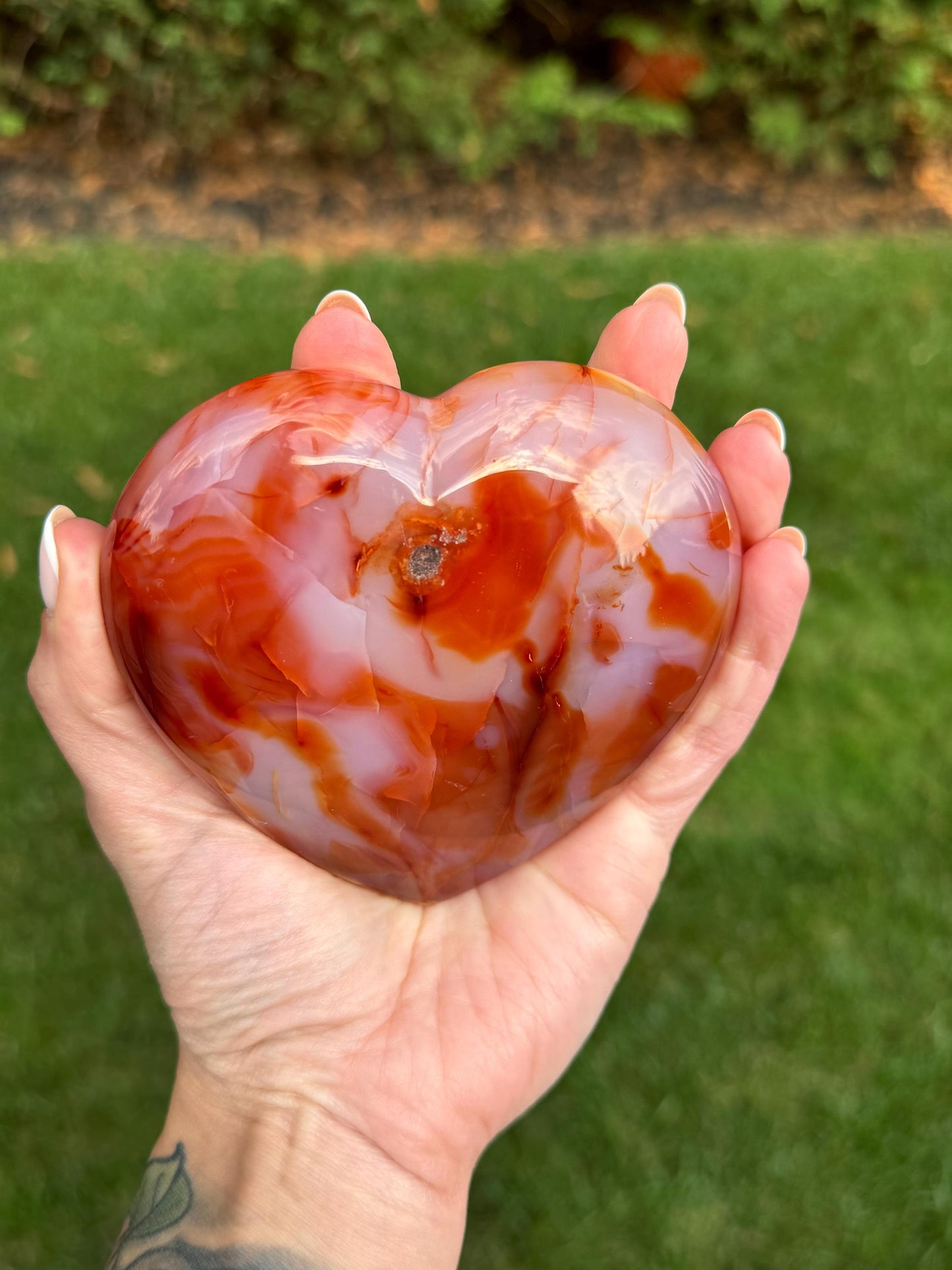 Large Carnelian Heart Carving