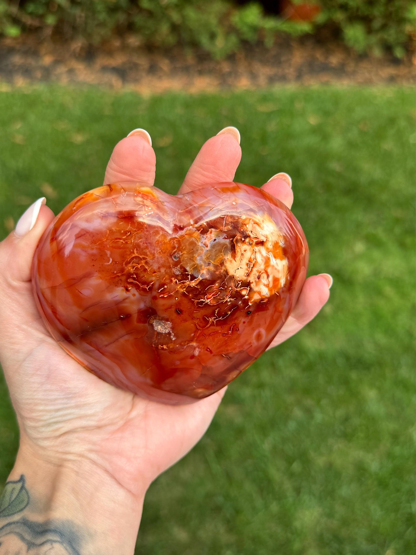 Large Carnelian Heart Carving
