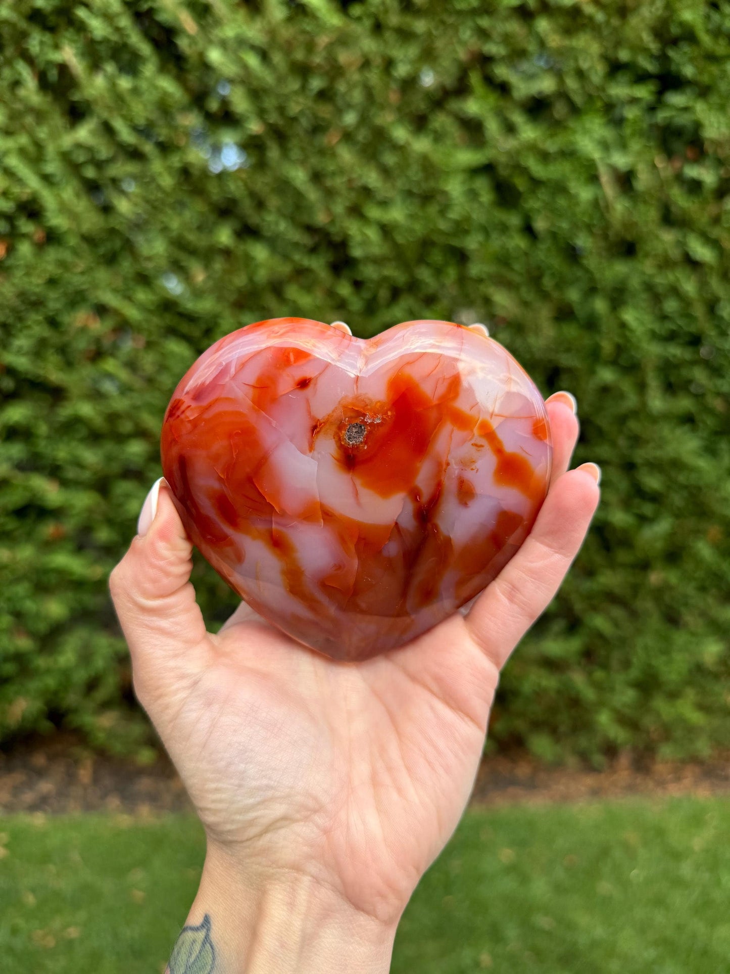 Large Carnelian Heart Carving