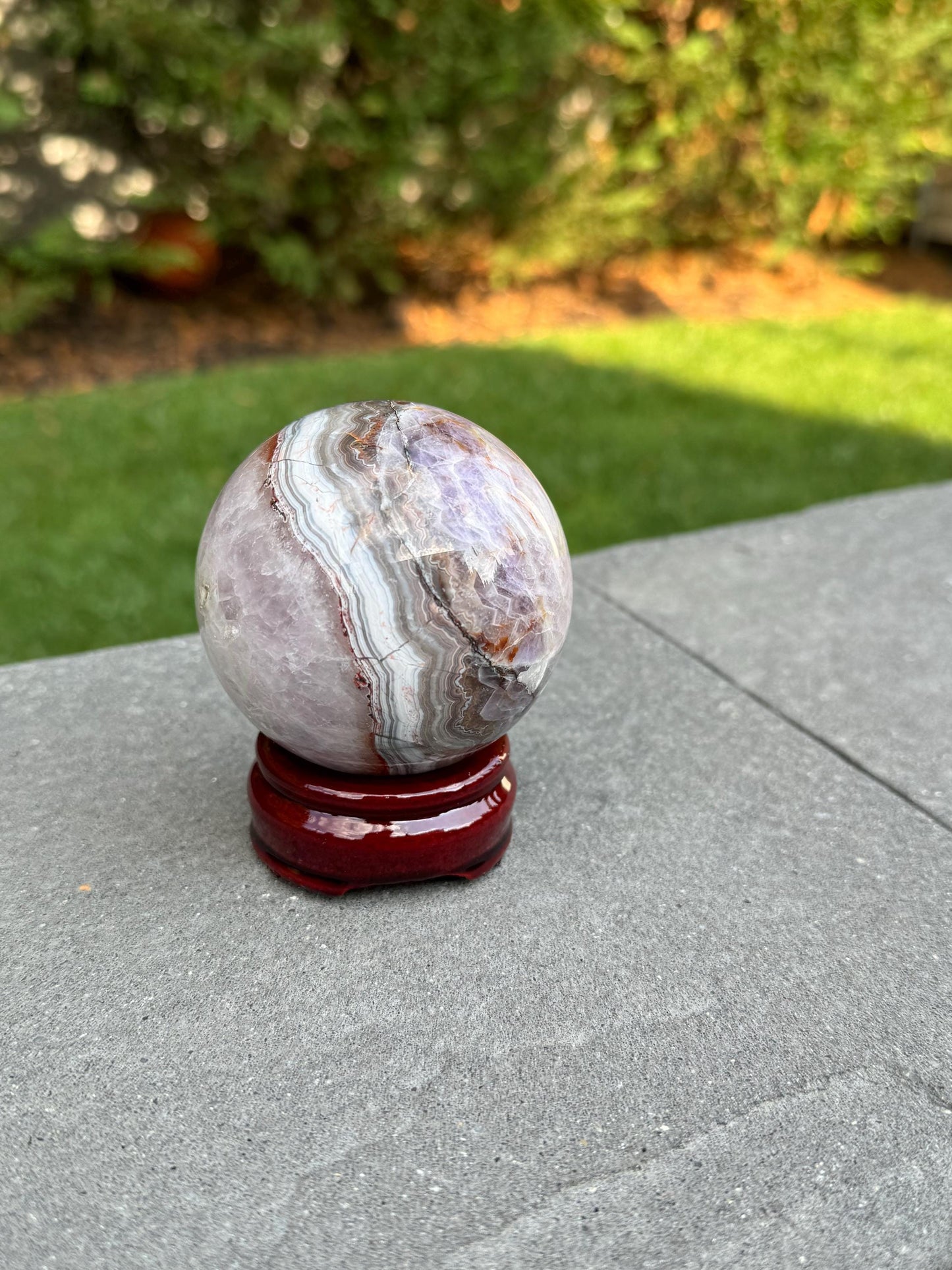 Amethyst & Mexican Crazy Lace Agate Sphere (69MM)