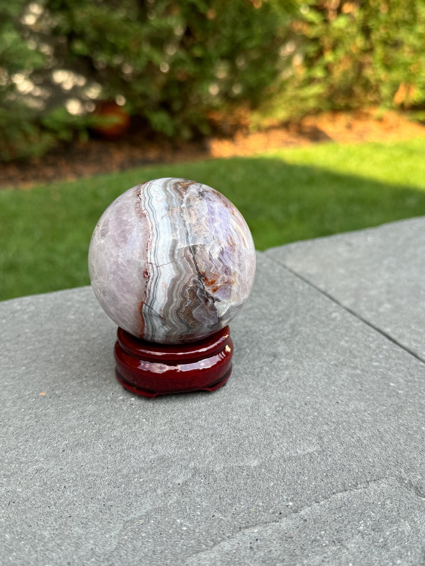 Amethyst & Mexican Crazy Lace Agate Sphere (69MM)
