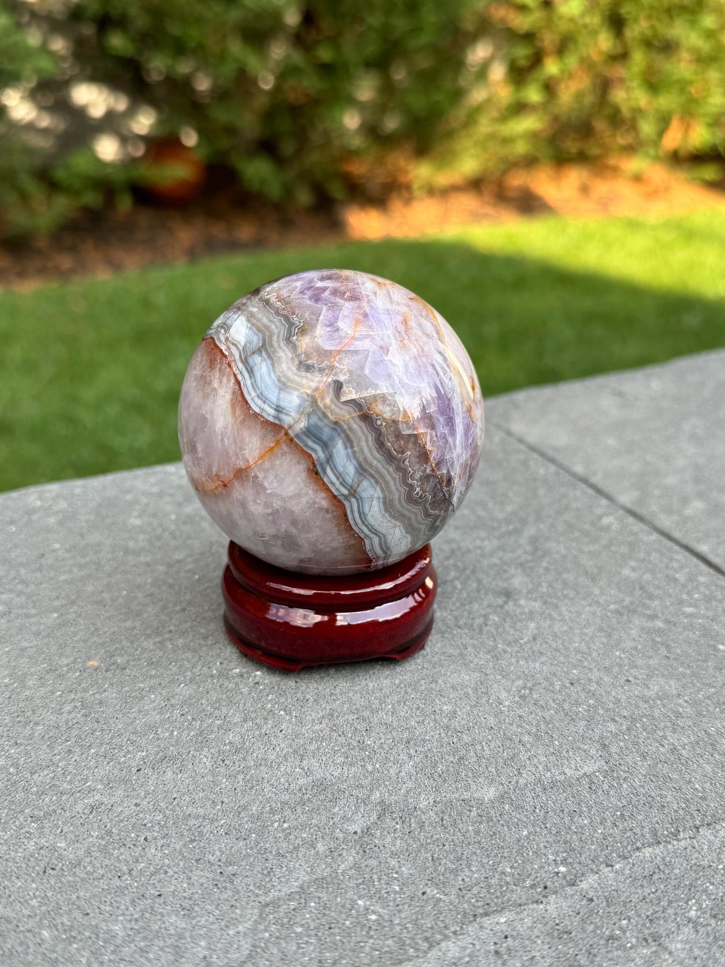 Amethyst & Mexican Crazy Lace Agate Sphere (69MM)
