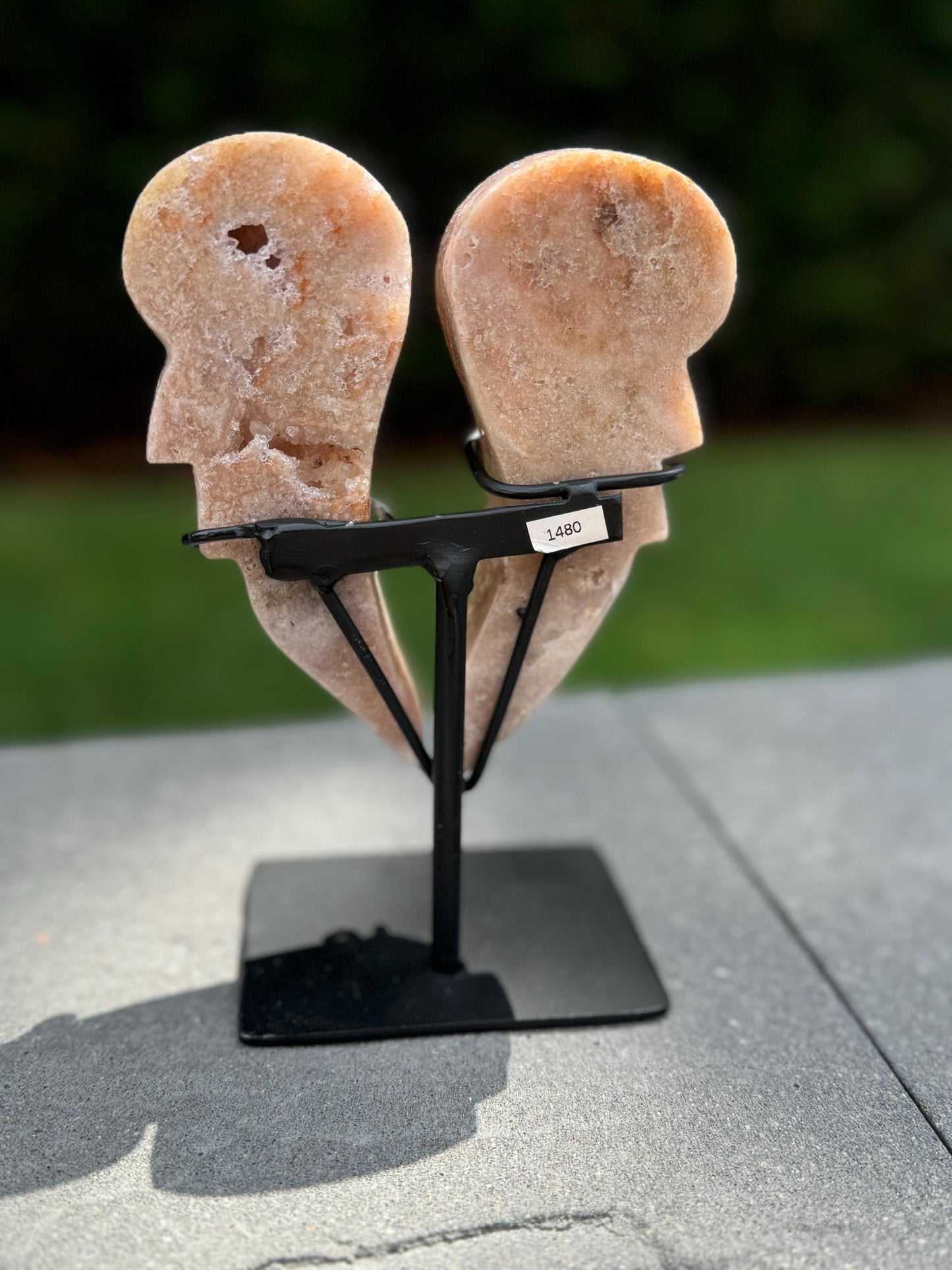 Druzy Pink Amethyst Wings on Stand